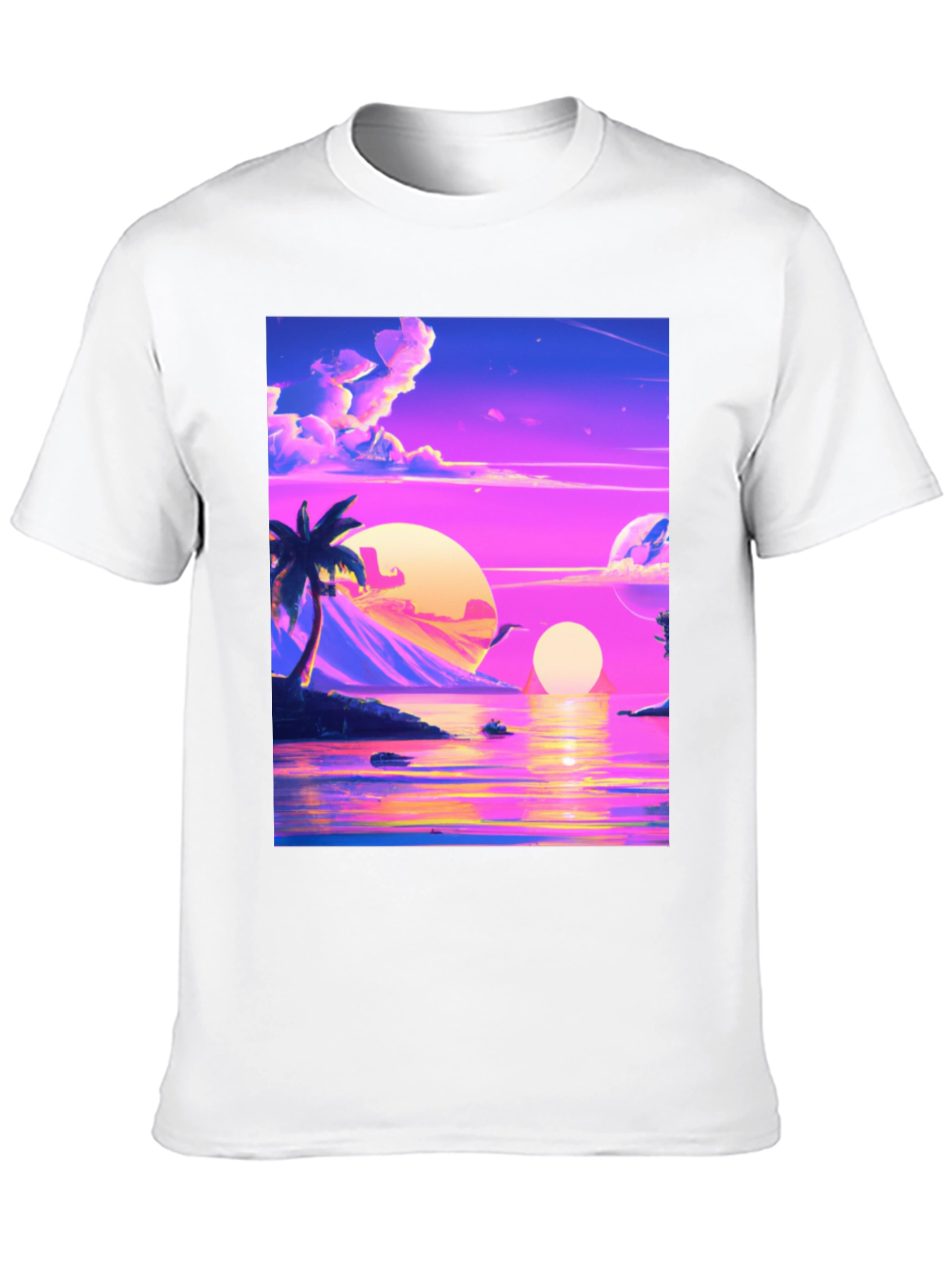 Black Vaporwave Sunset T-Shirt - Black view 10