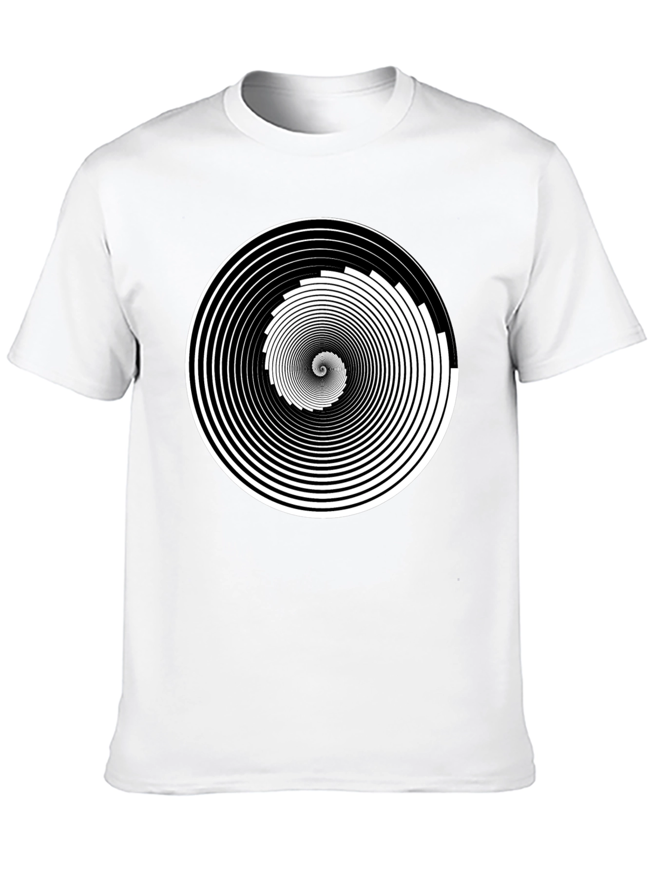 Black Hypnotic Spiral Graphic Tee - Black Cotton Crew Neck view 10