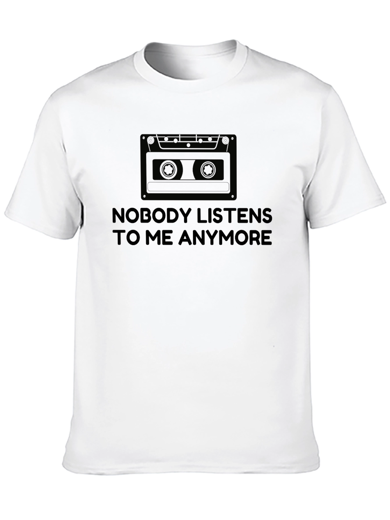 Black Nobody Listens Cassette Tape Graphic T-Shirt view 10