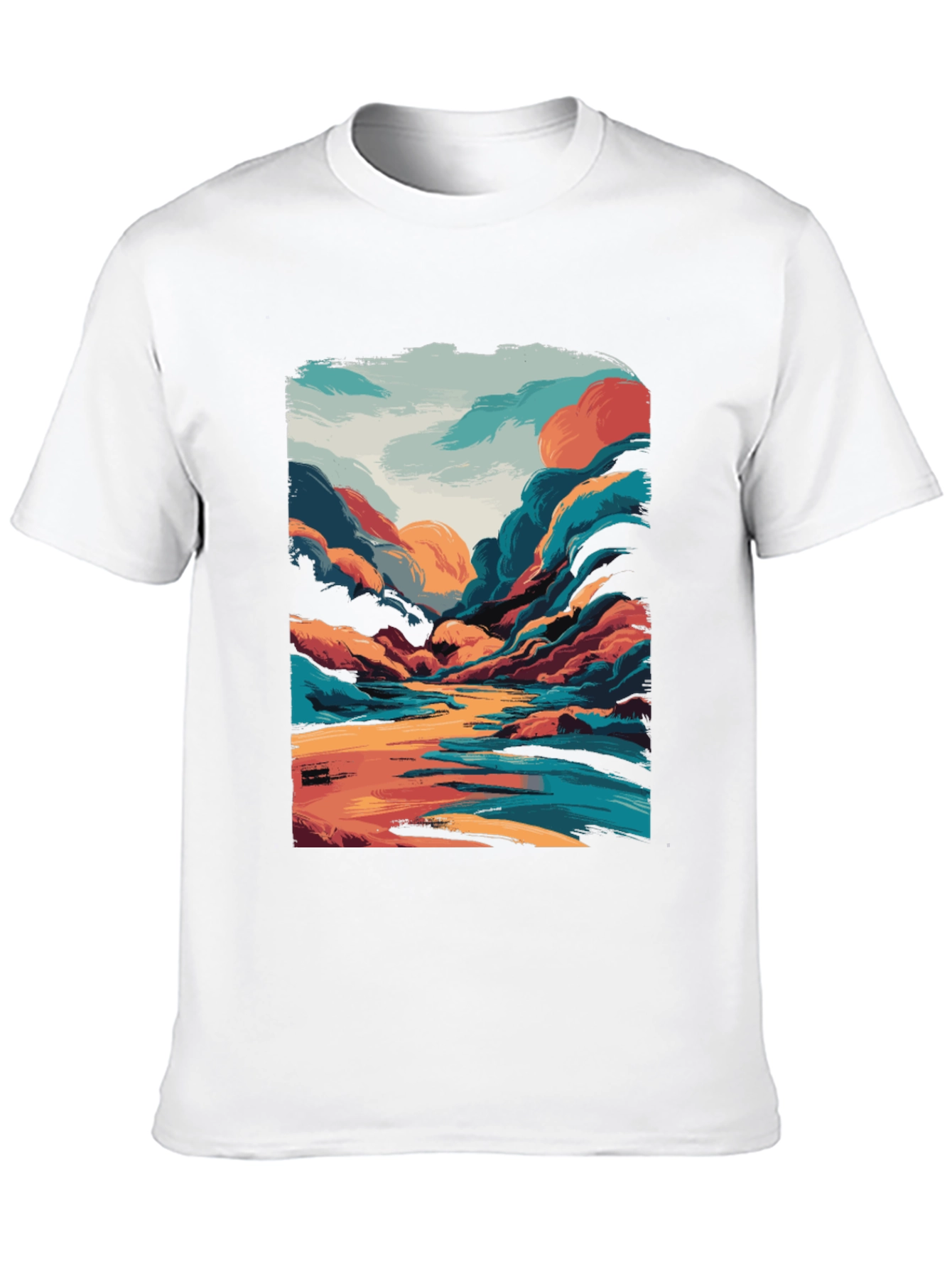 Black Vivid Landscape Graphic Tee - Artistic Comfort view 10