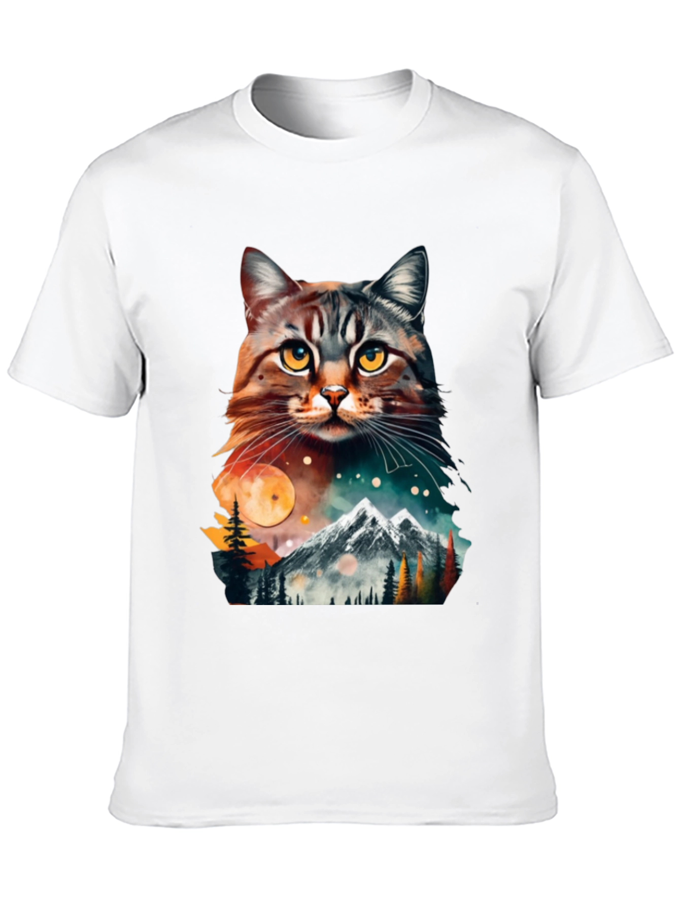 Black Cat & Mountain Graphic Tee - Unique Nature Design view 10