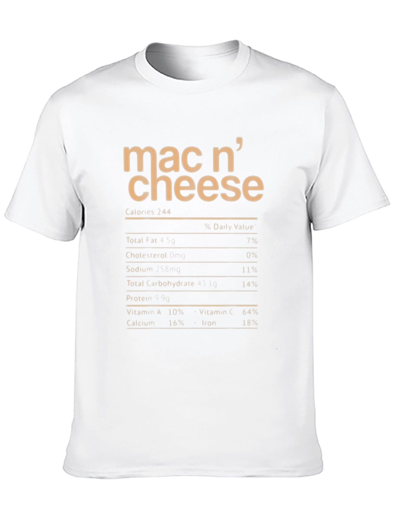 Mac n' Cheese Nutrition Facts T-Shirt - Black - 10