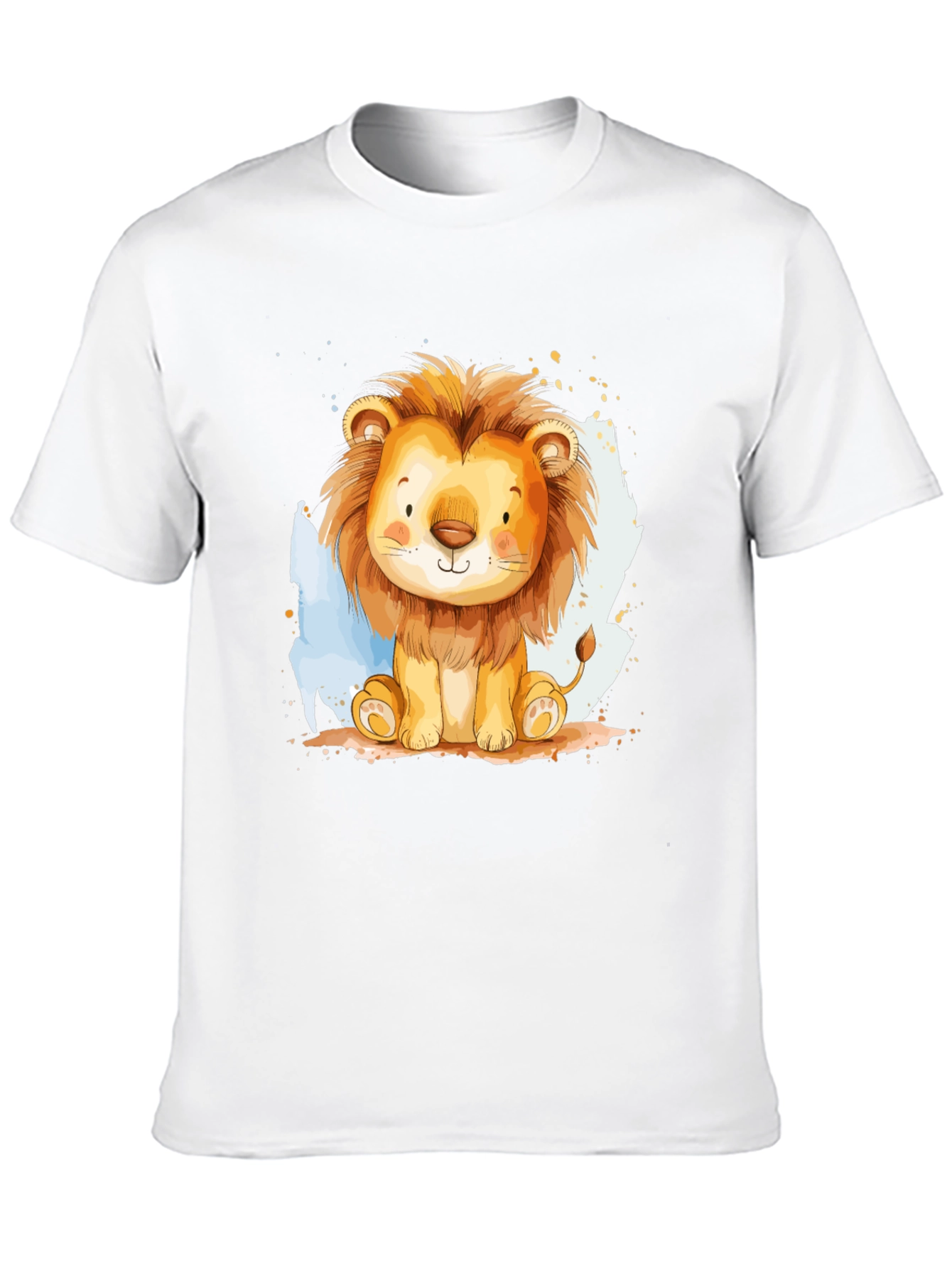 Black Cute Lion Graphic Tee - Black Cotton T-Shirt view 10