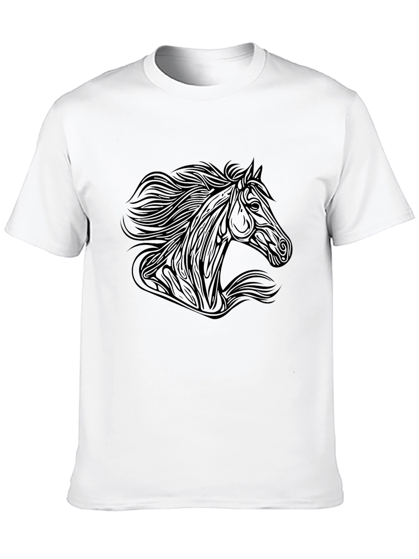 Black Men's Black Horse Graphic Tee - Stylish & Unique Design view 10