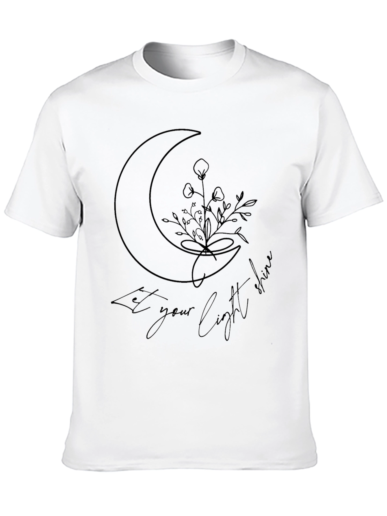 Black Moon & Floral Graphic Black T-Shirt - Let Your Light Shine view 10