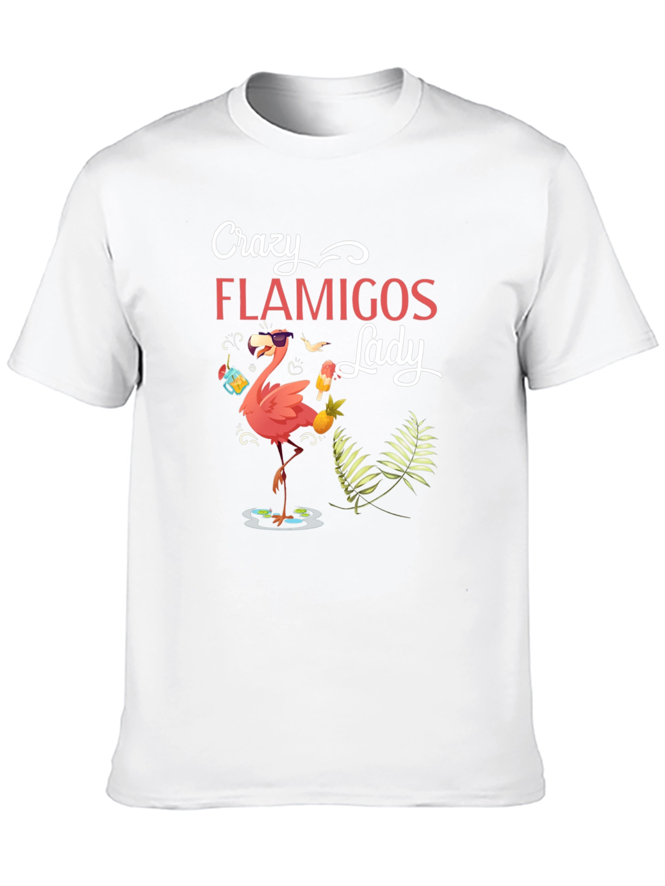 Black Crazy Flamingos Lady T-Shirt view 10