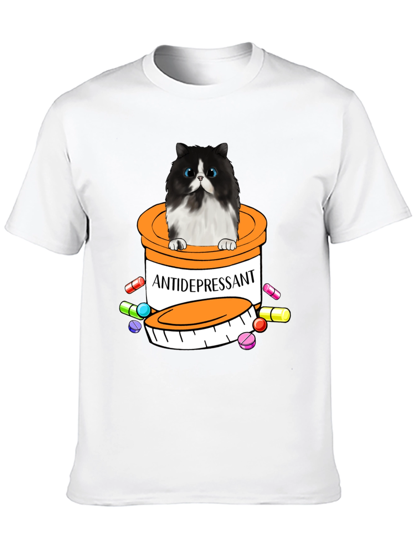 Black Antidepressant Cat T-Shirt - Funny Novelty Tee view 10