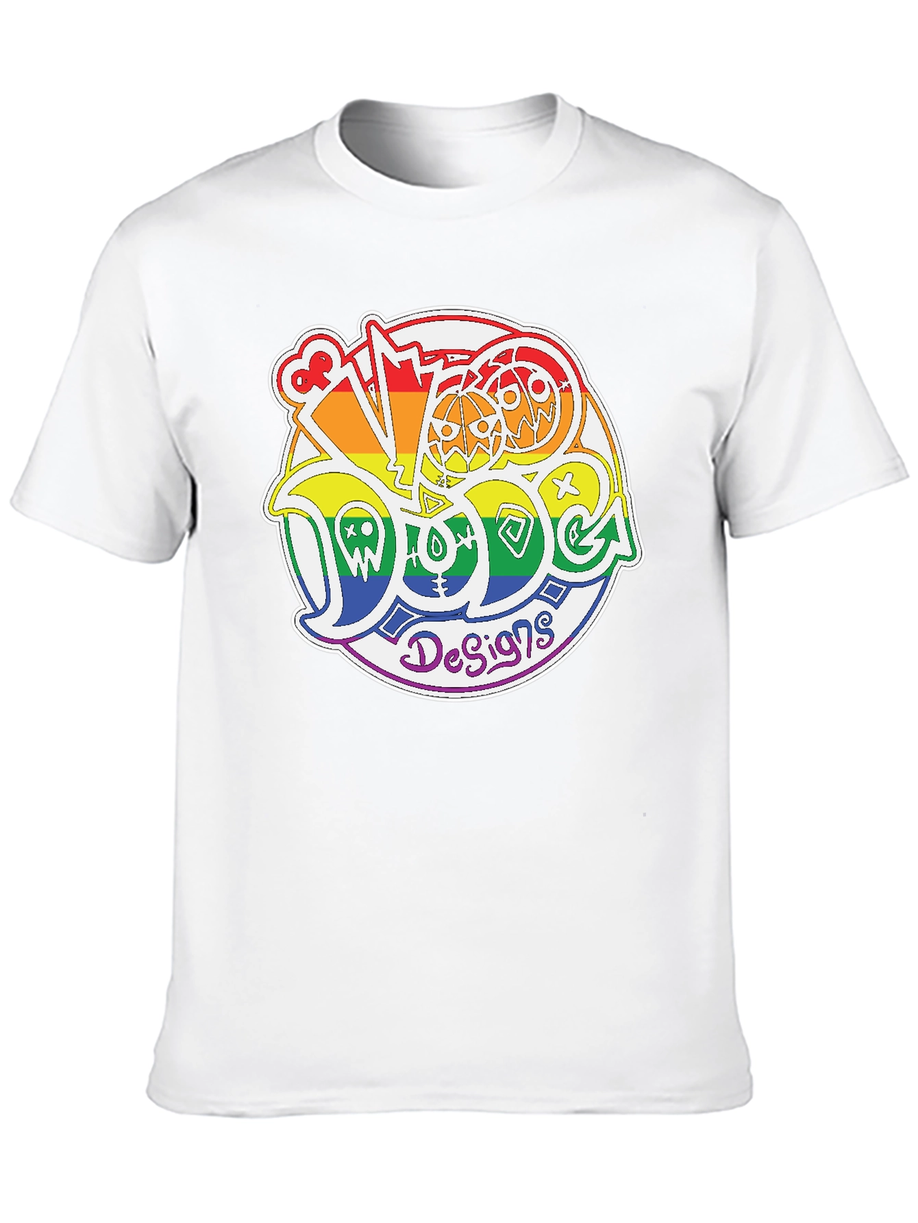 Black Rainbow Doodle Design T-Shirt view 10