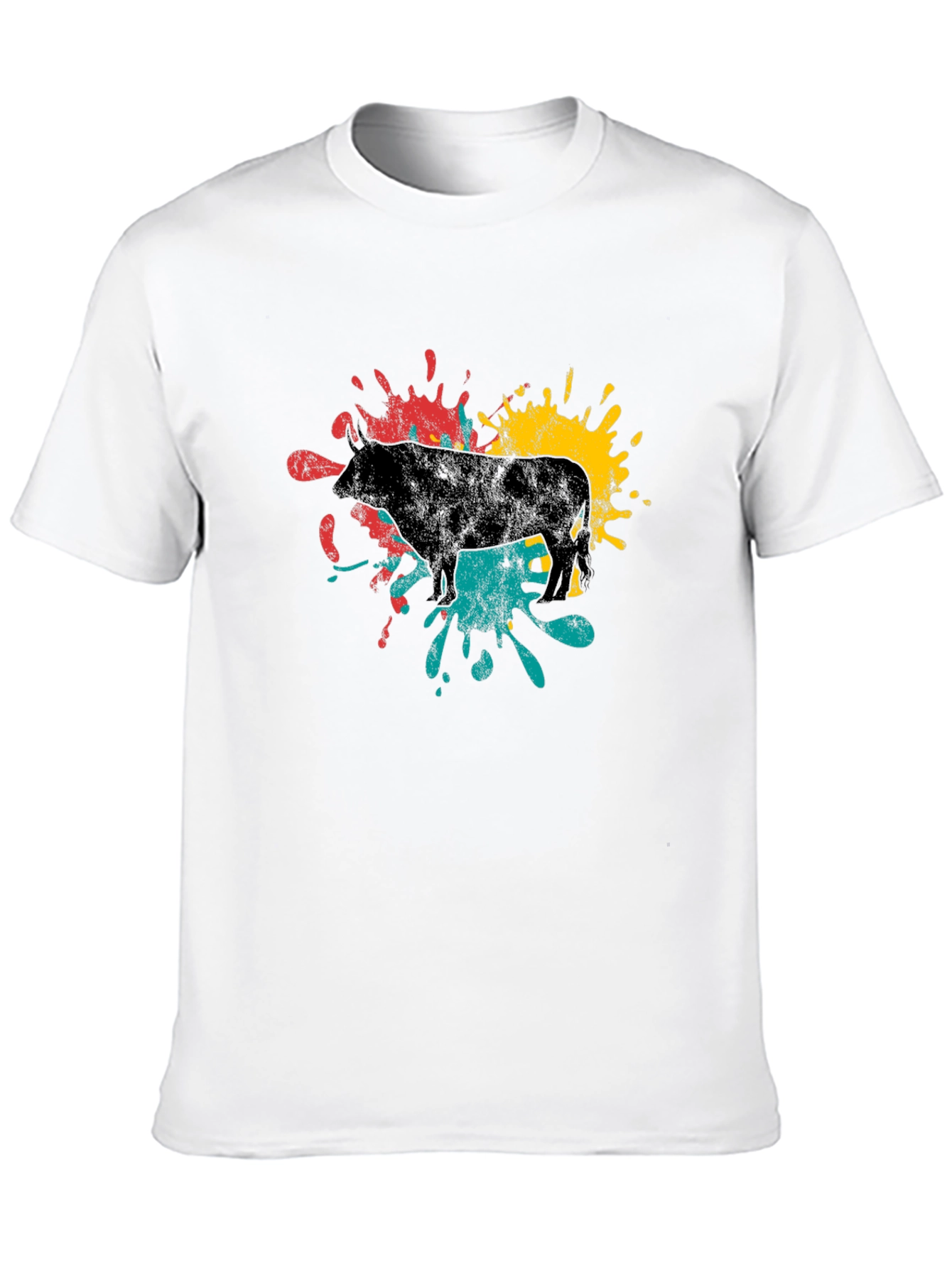 Black Abstract Bull Graphic Tee - Black view 10