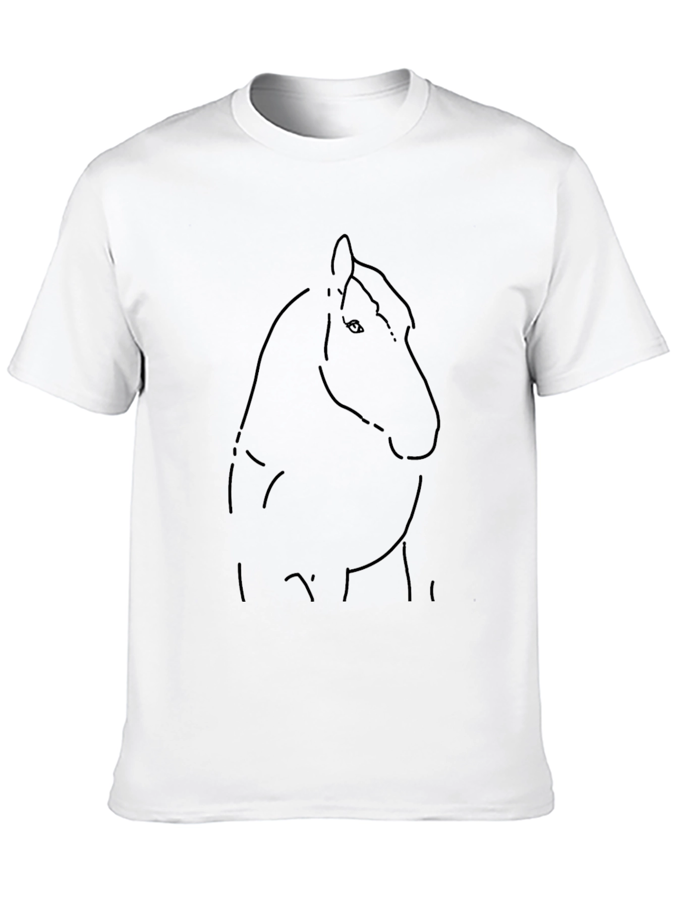 Black Minimalist Horse Outline Black T-Shirt view 10
