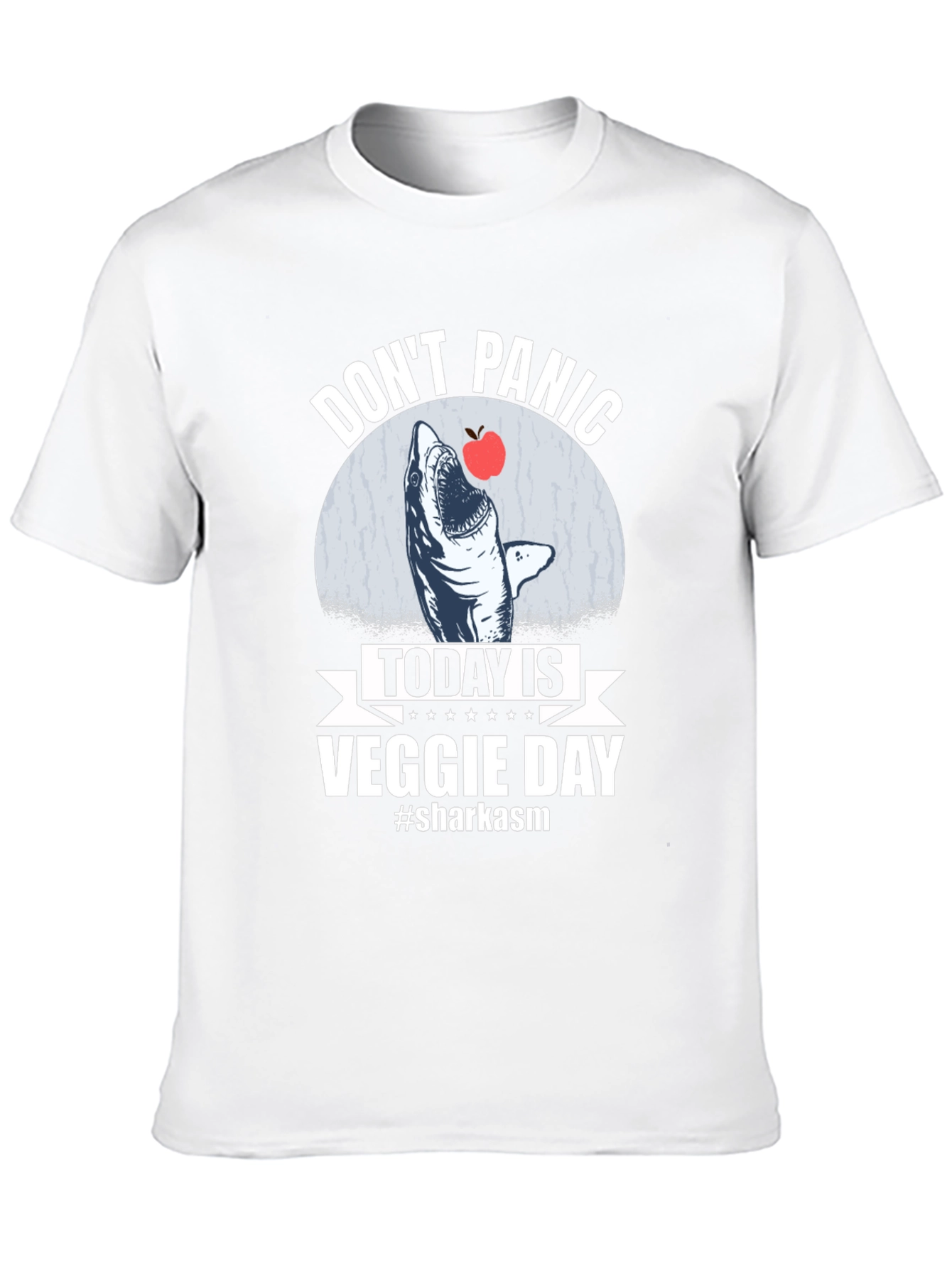 Black Don't Panic Veggie Day Shark T-Shirt view 10