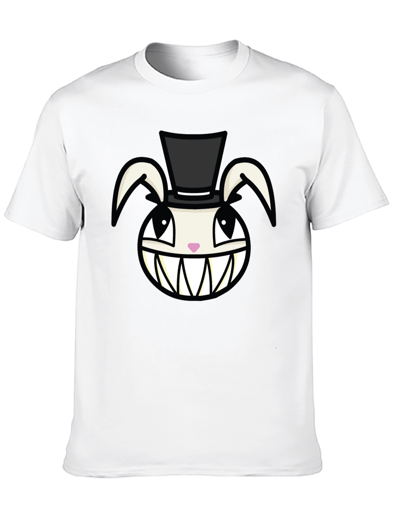 Black Creepy Rabbit Top Hat Graphic Tee - Black view 10