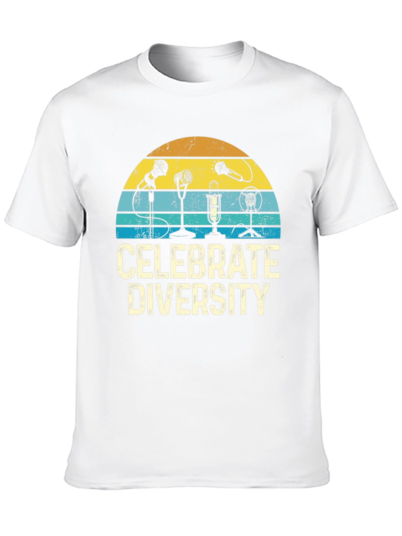 Black Celebrate Diversity T-Shirt: Vintage Microphone Graphic Tee view 10
