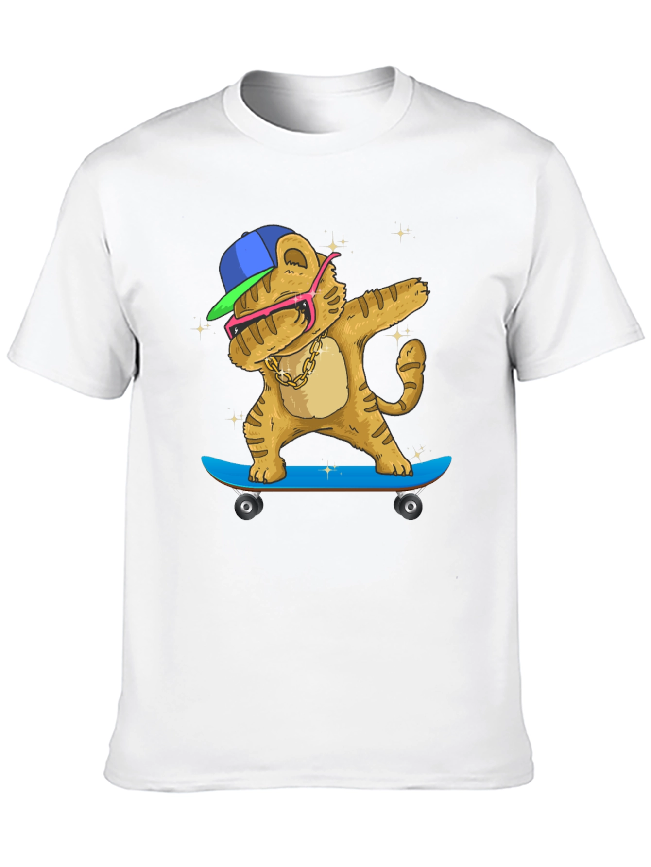 Black Dabbing Tiger Skateboard T-Shirt view 10