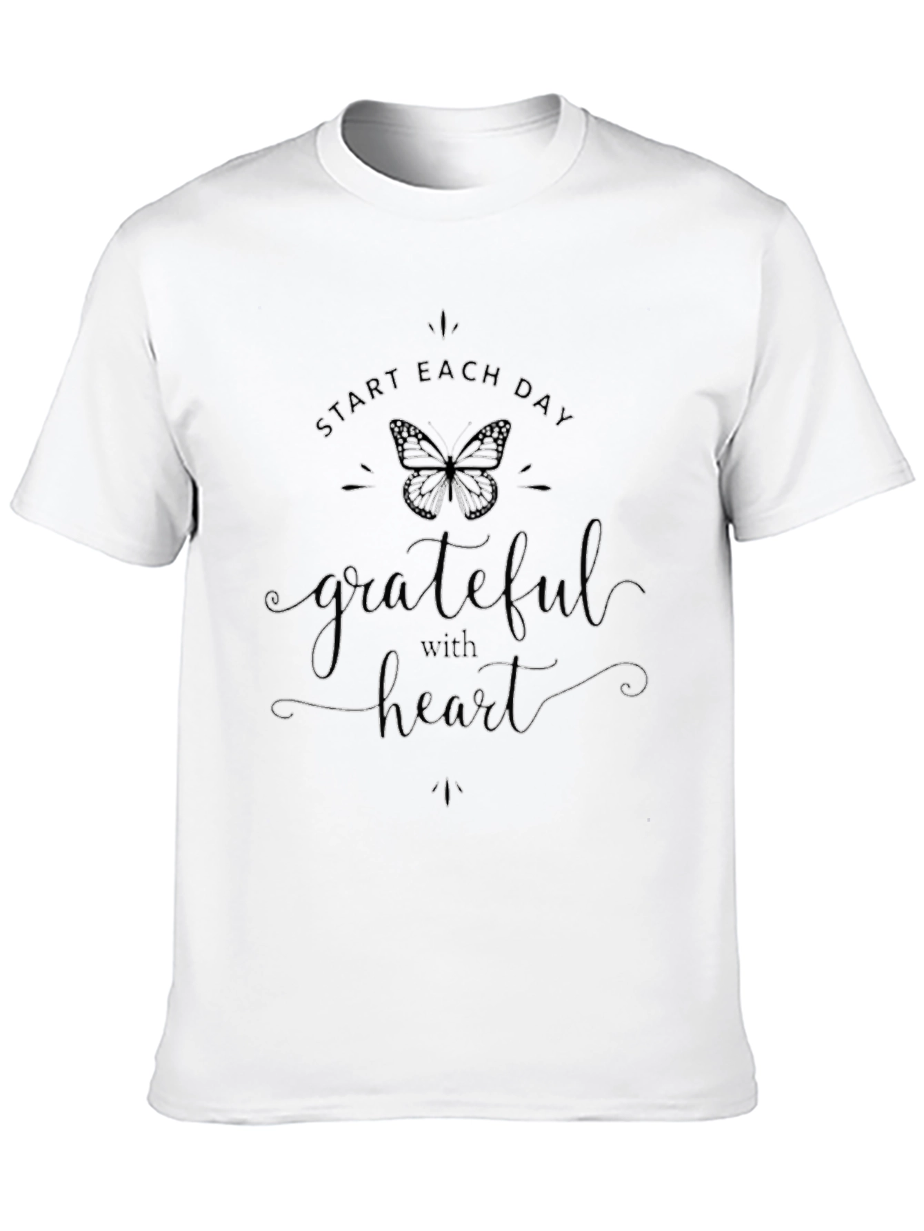 Black Grateful Heart Graphic Tee - Black Cotton T-Shirt view 10