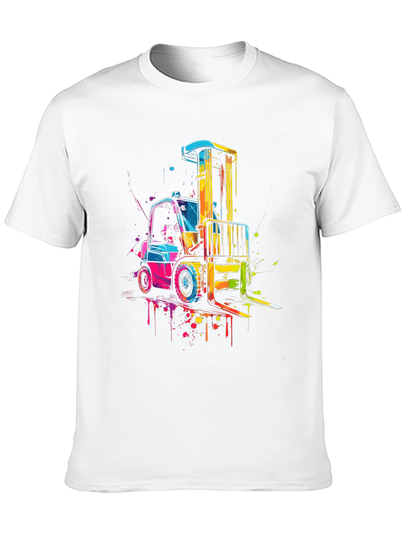 Black Forklift Graphic Tee - Colorful Construction Shirt view 10