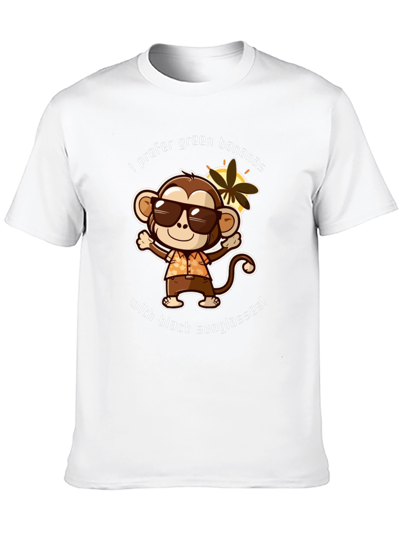 Black Funny Monkey T-shirt - I Prefer Green Bananas view 10