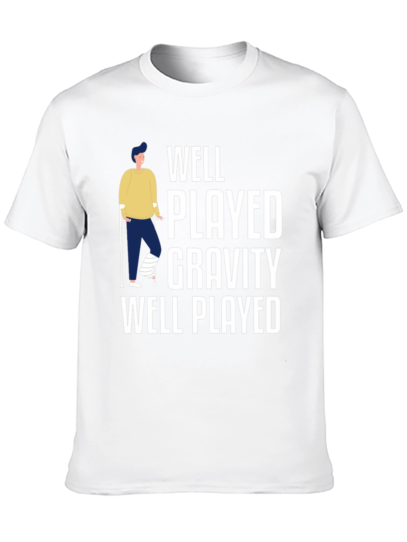 Black Well Played Gravity Funny Injury T-Shirt view 10