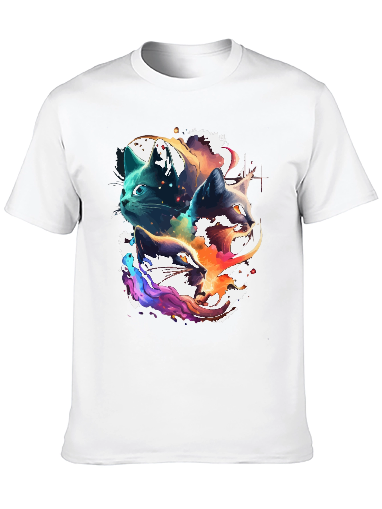 Black Abstract Cat Head Graphic Print Tee view 10