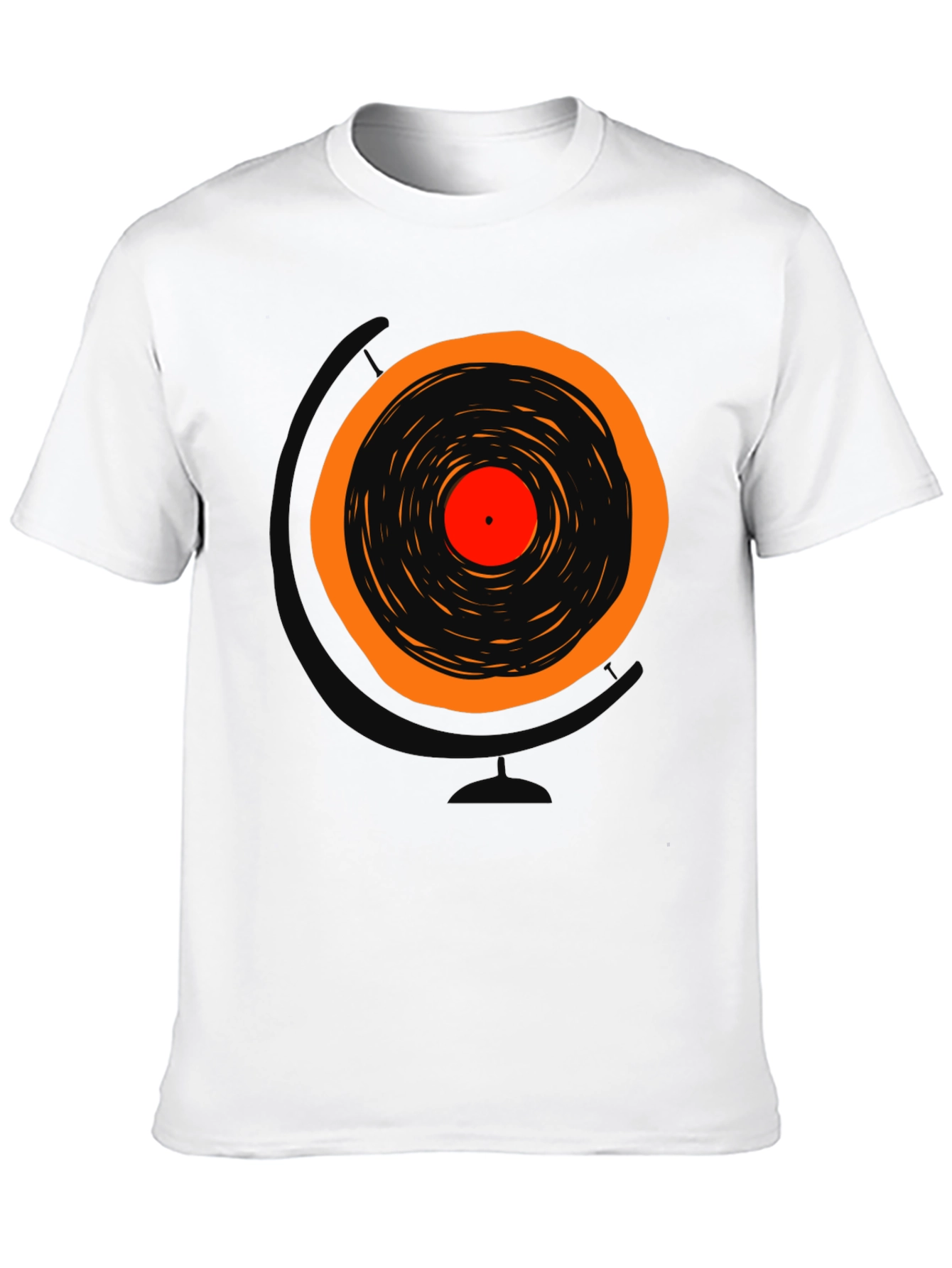 Black Retro Vinyl Record Graphic T-Shirt view 10