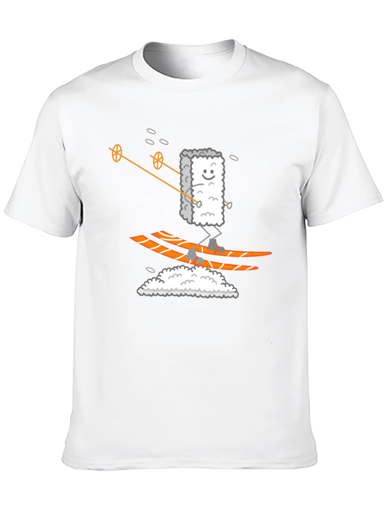 Black Sushi Skier Graphic Tee - Black Cotton T-Shirt view 10