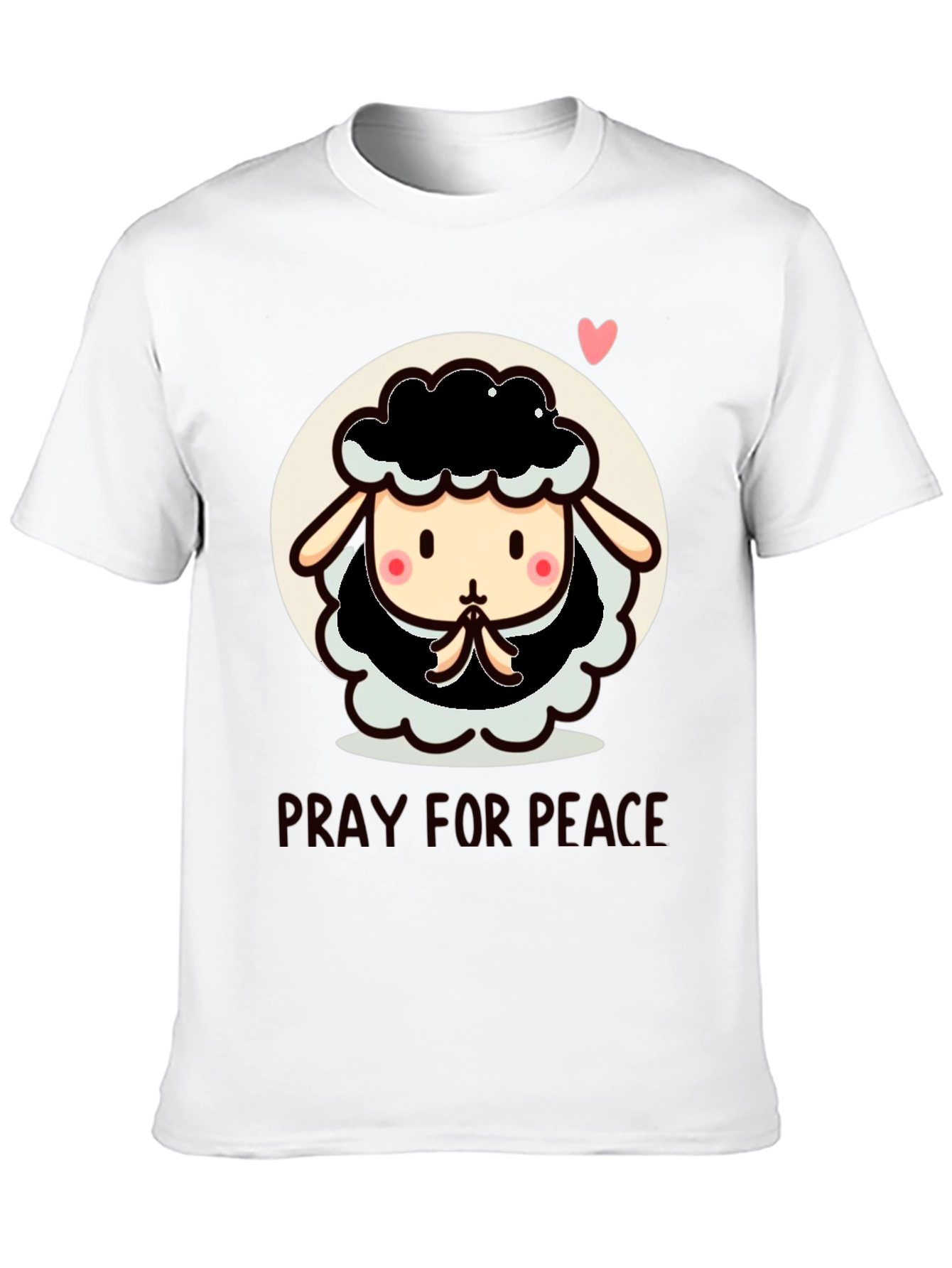 Black Pray for Peace Cartoon Sheep T-Shirt view 10