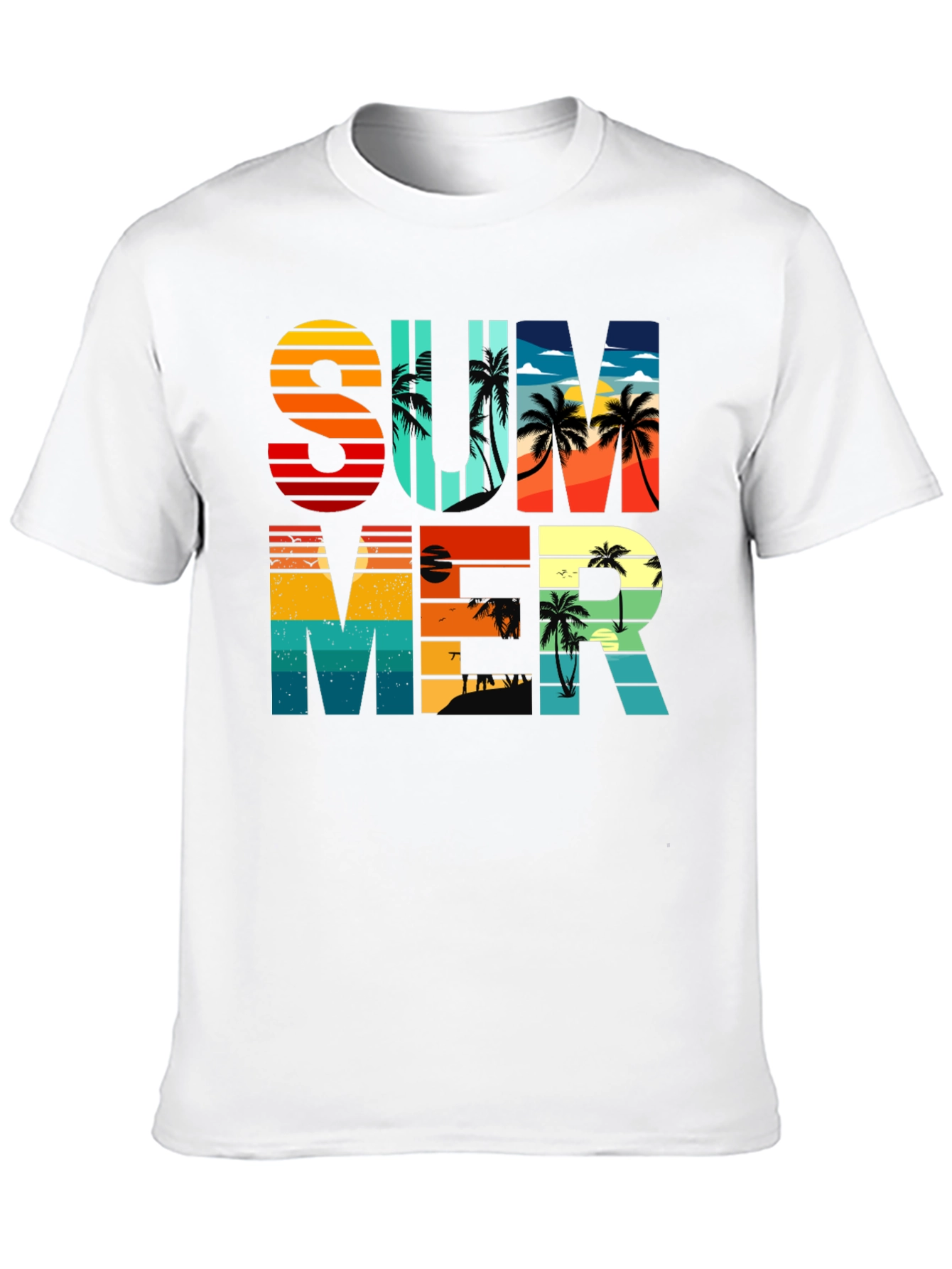 Black Summer Graphic T-Shirt - Retro Palm Tree Design view 10