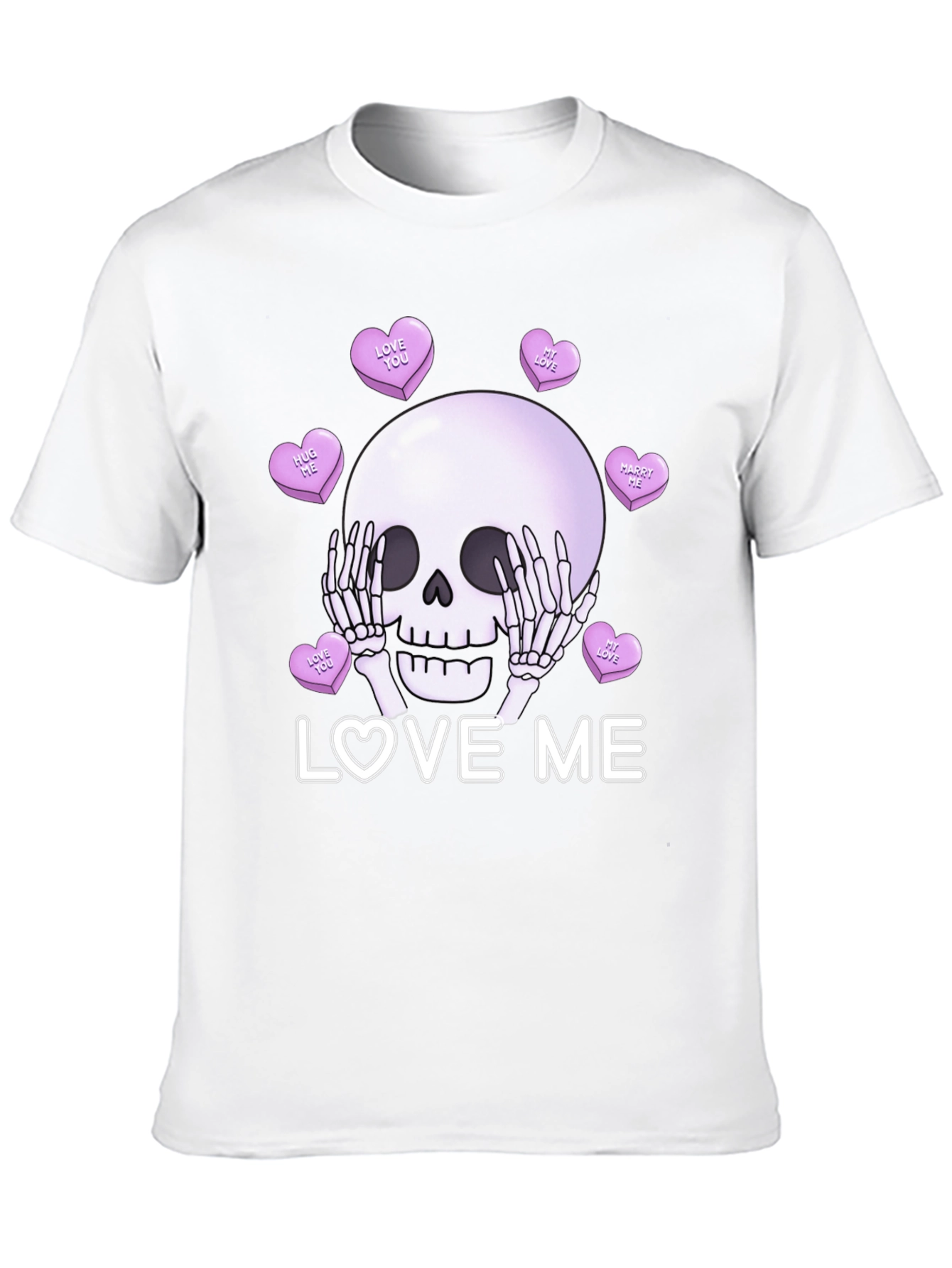 Black Love Me Skull Tee - Valentine's Day Skeleton Shirt view 10