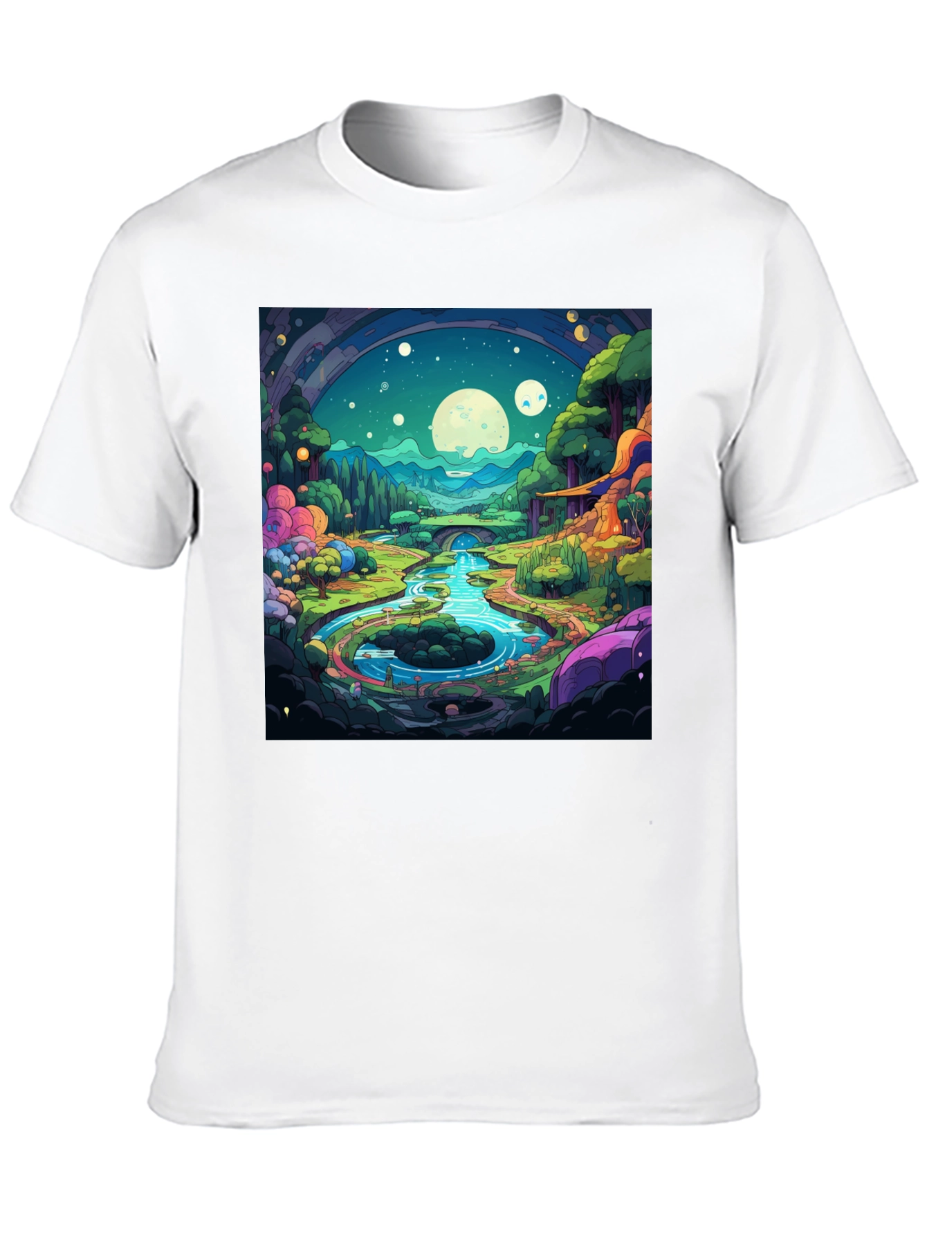 Black Cartoon Landscape Graphic Tee - Black view 10
