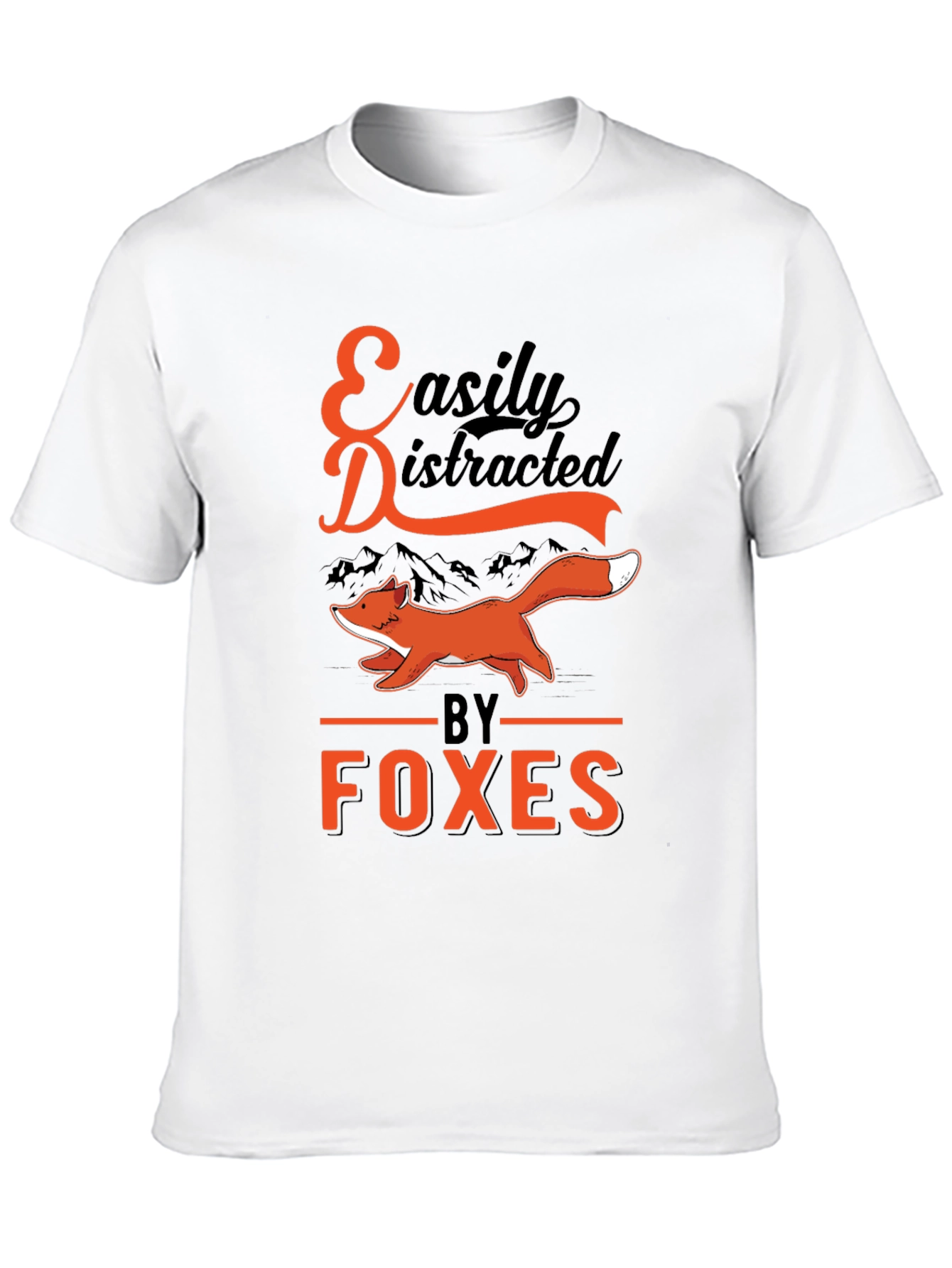 Black Easily Distracted by Foxes T-Shirt view 10
