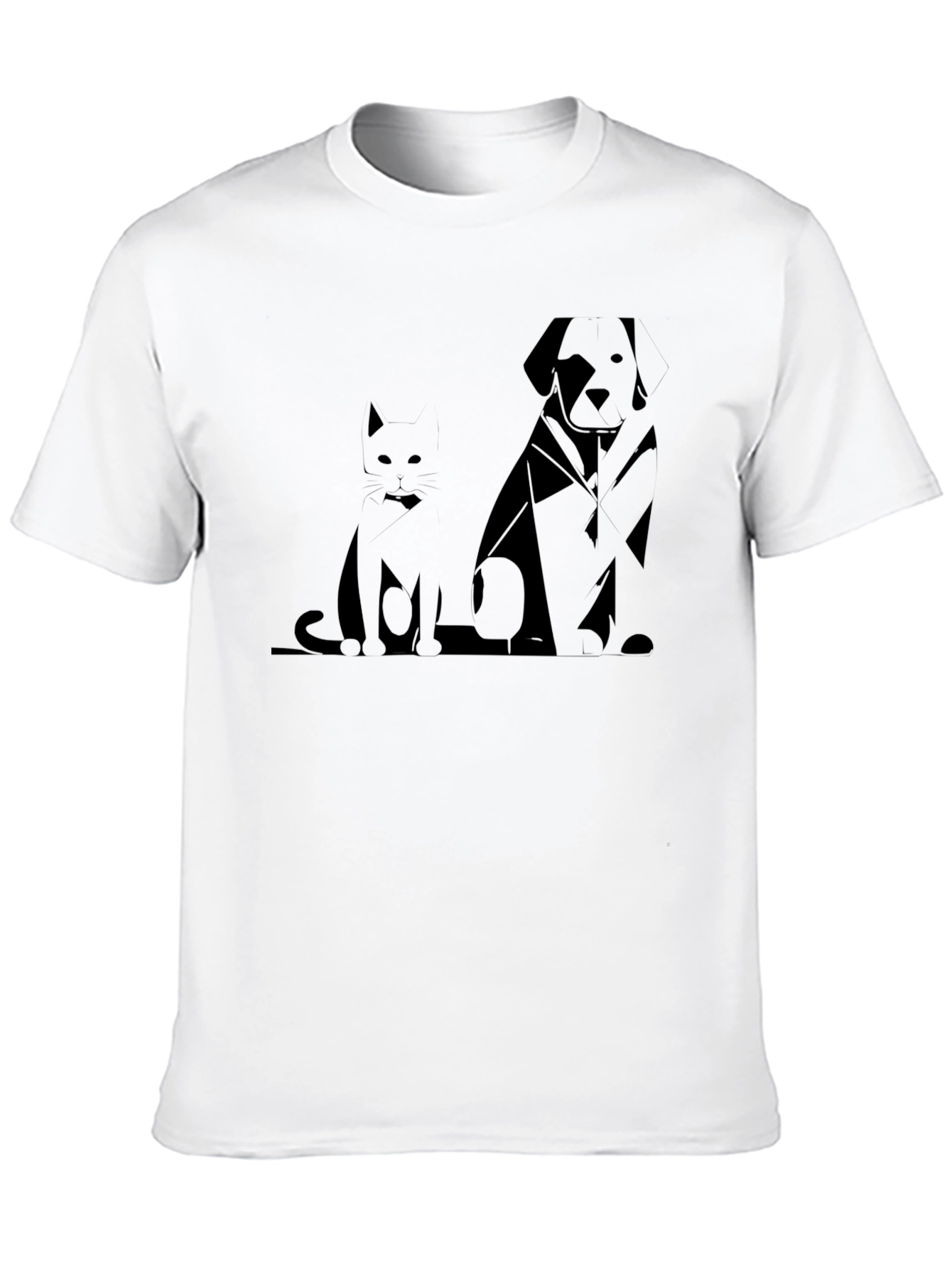 Black Geometric Cat & Dog T-Shirt view 10