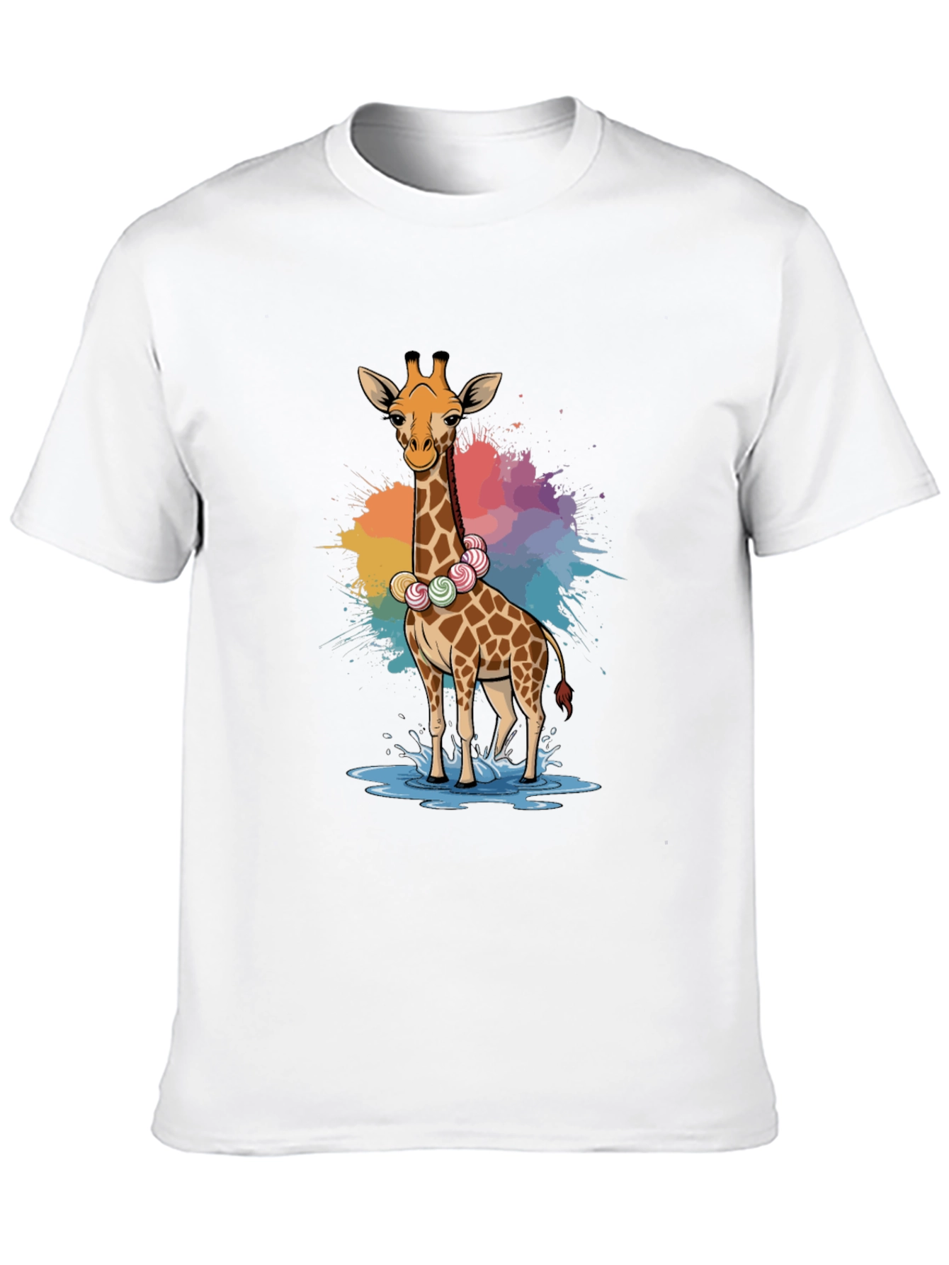 Black Giraffe Candy Lei T-Shirt - Fun Animal Tee view 10