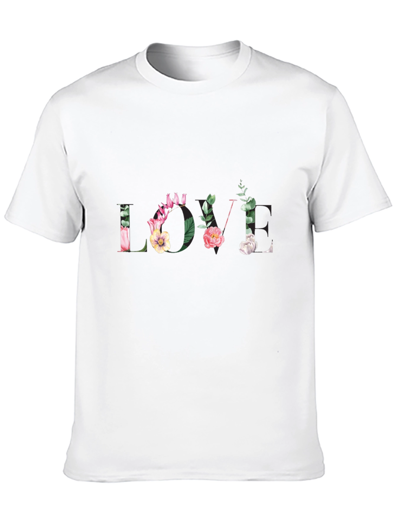 Black Floral LOVE Black T-Shirt view 10