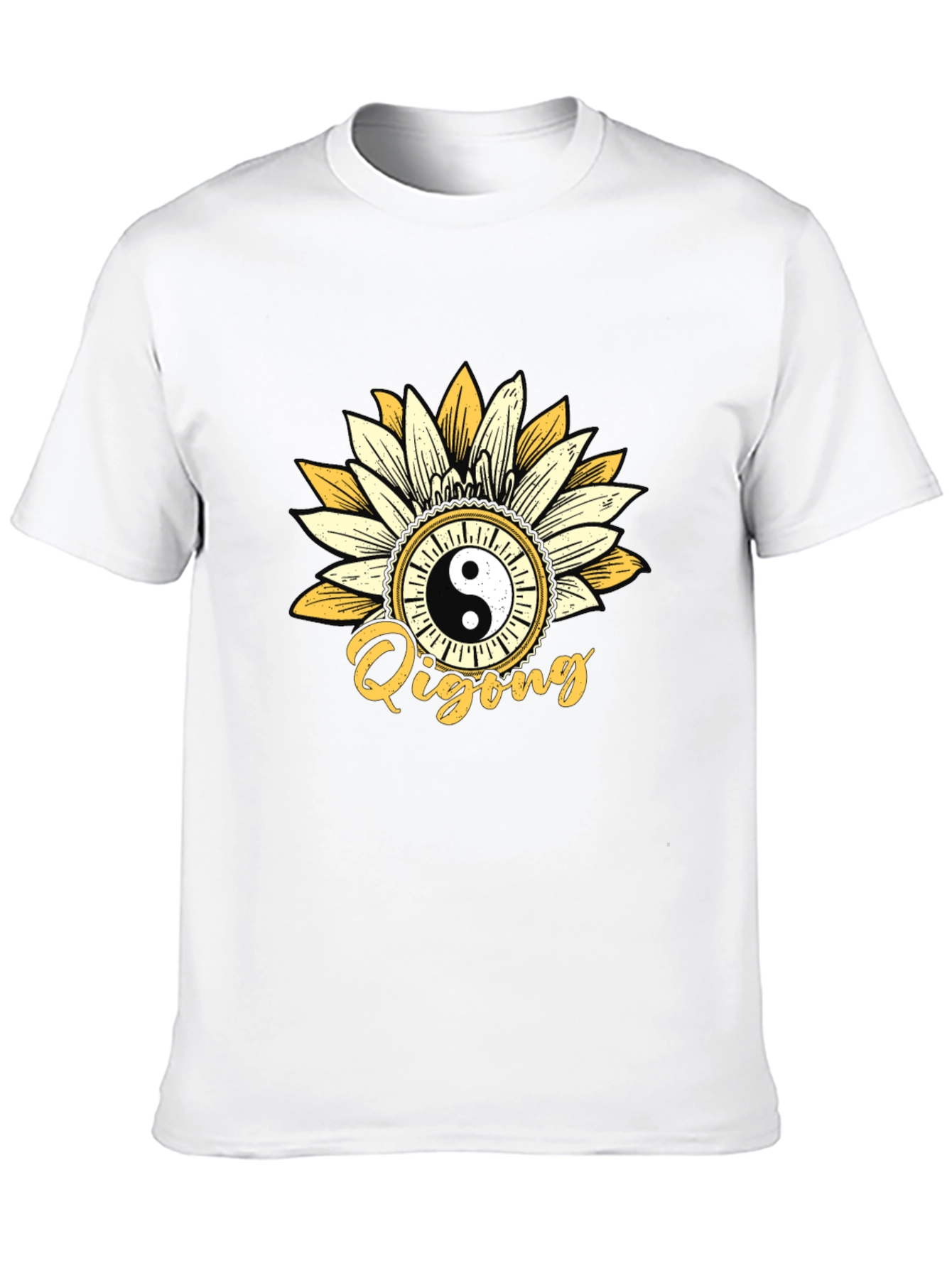 Black Yin Yang Qigong Sunflower Graphic Tee view 10