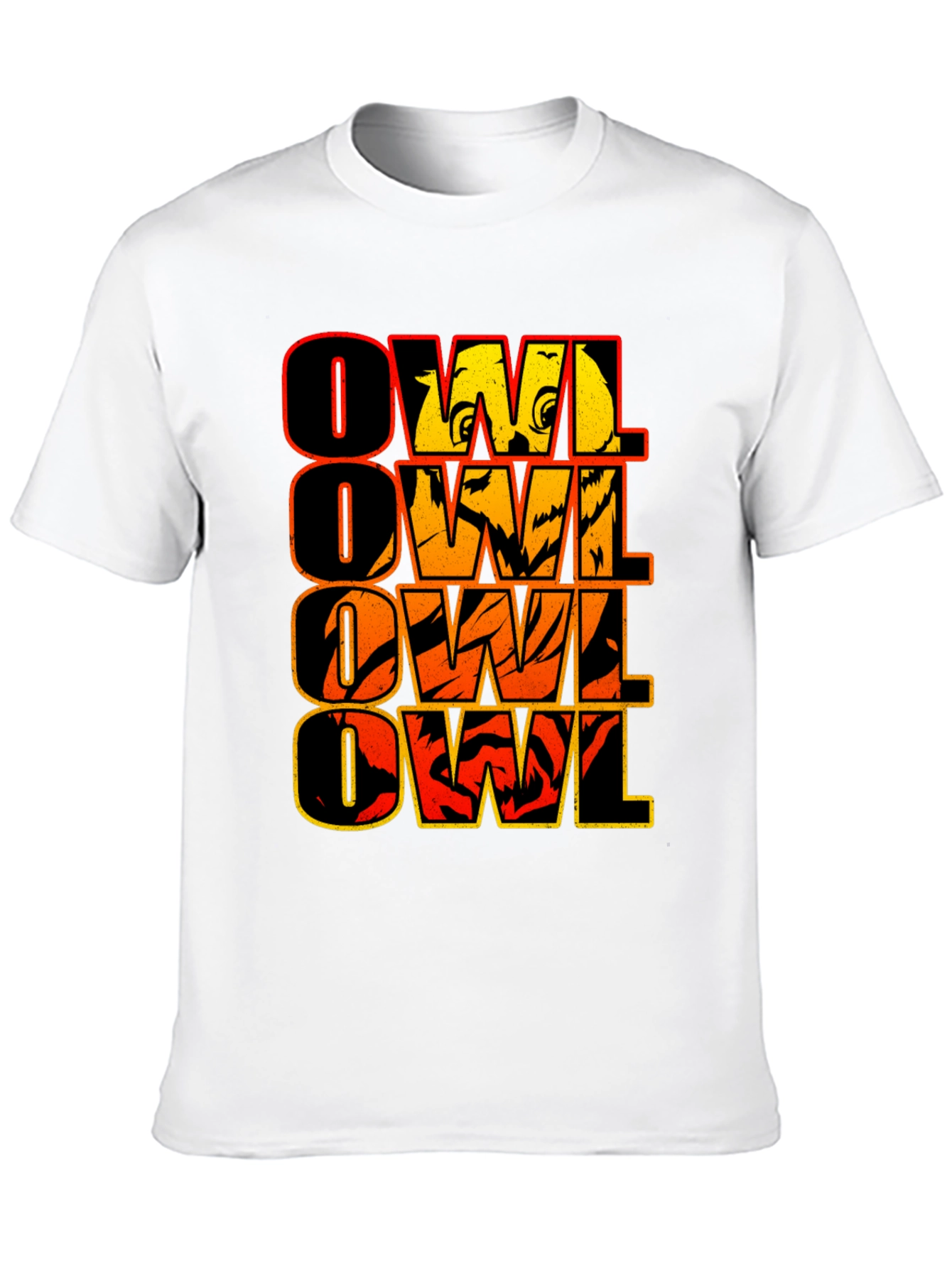 Black Owl Graphic Print Men's Black T-Shirt view 10