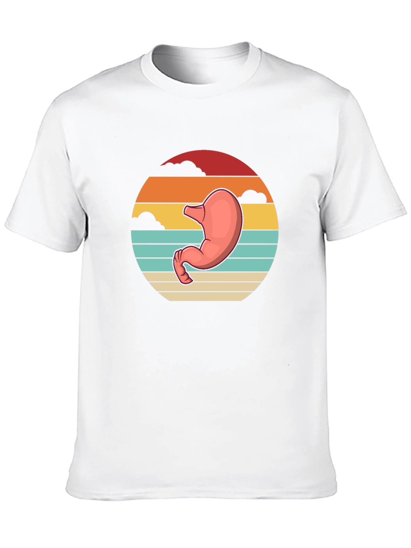 Black Stomach Anatomy Black T-Shirt - Retro Sunset Graphic Tee view 10