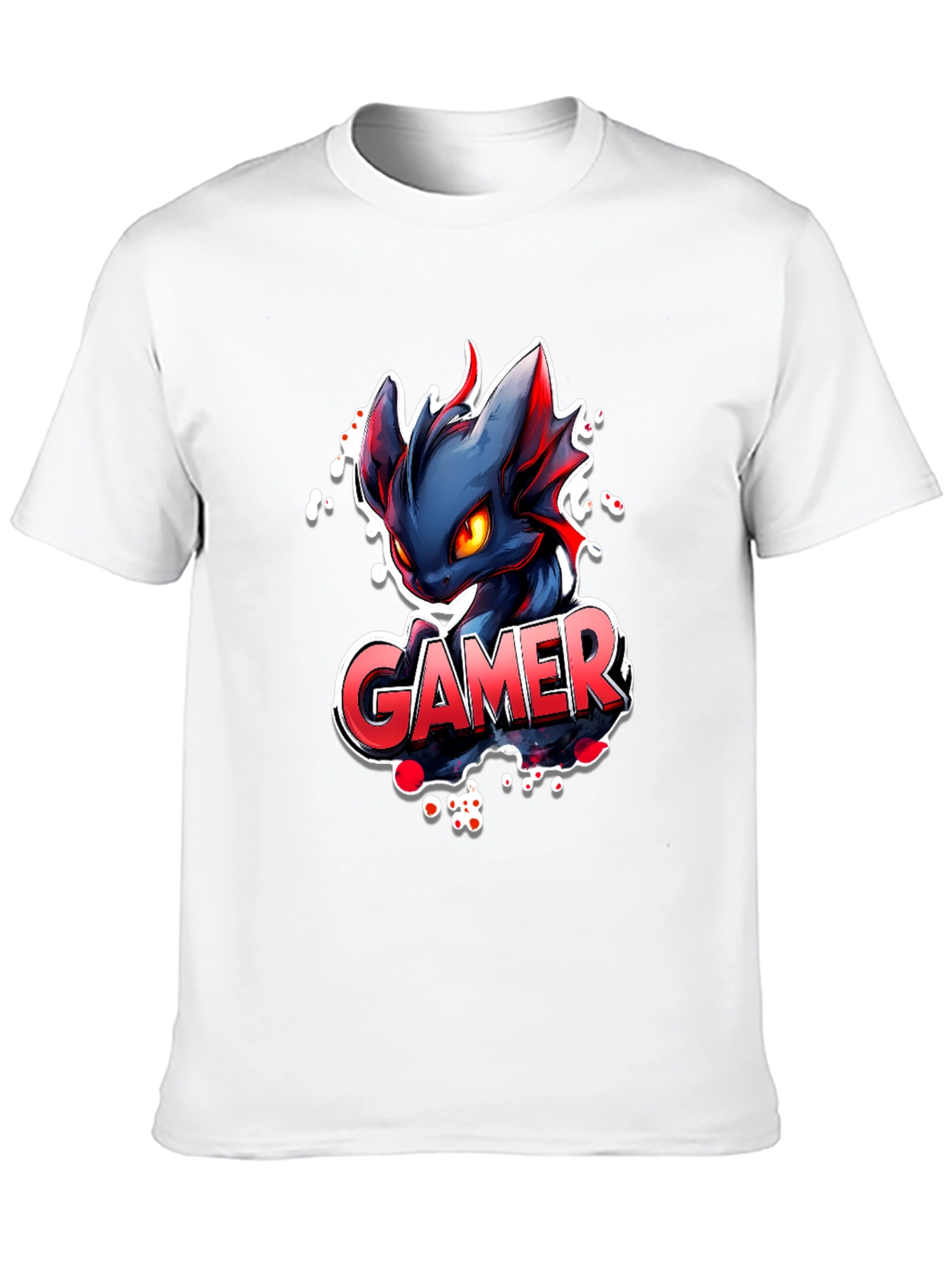 Black Gamer Dragon Graphic Tee - Black Cotton T-Shirt view 10