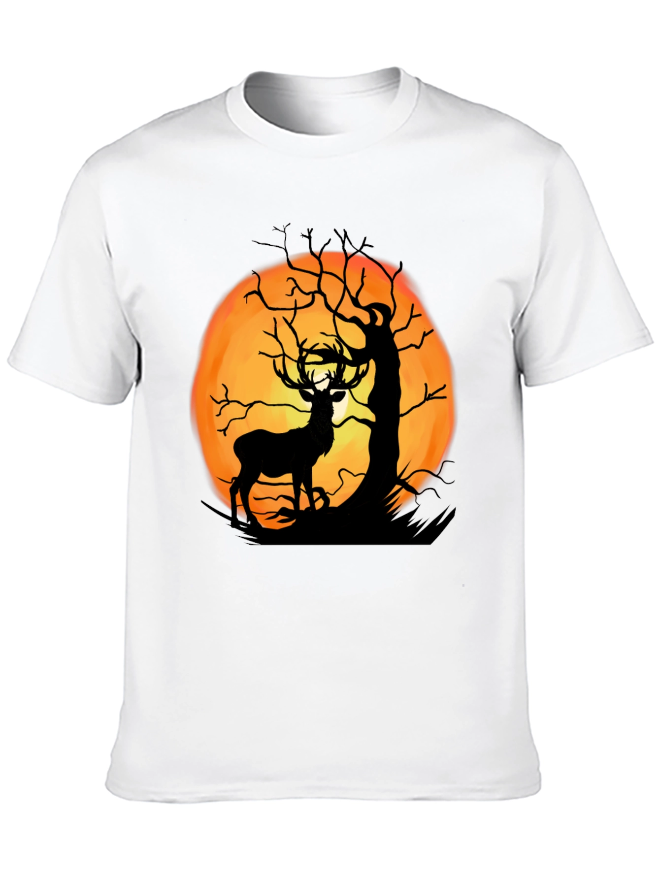 Black Deer Moon Silhouette Graphic Tee - Black Cotton view 10
