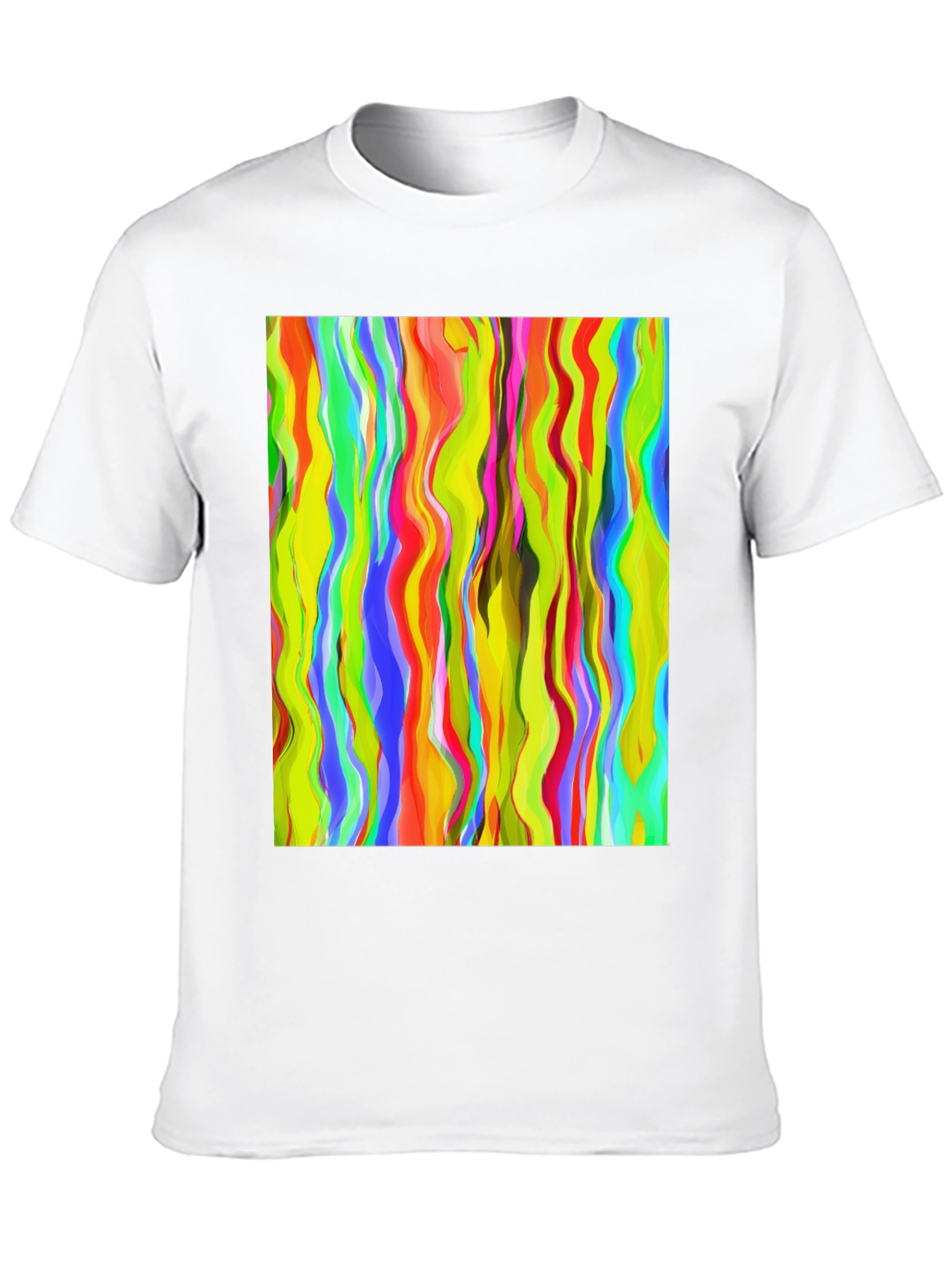 Black Vibrant Abstract Wave Print Black T-Shirt view 10