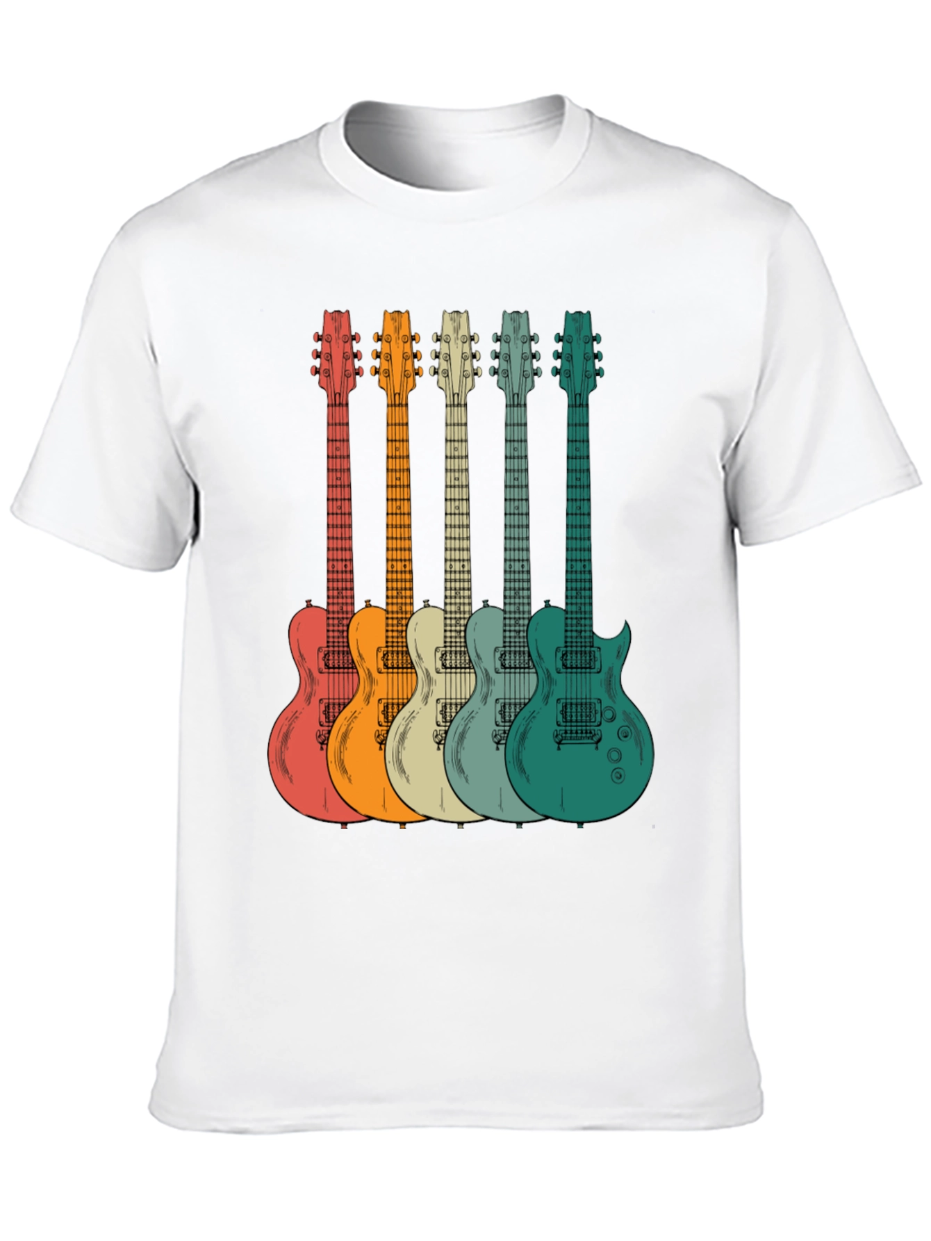 Black Retro Guitar Graphic Tee - Music Lover's T-Shirt view 10