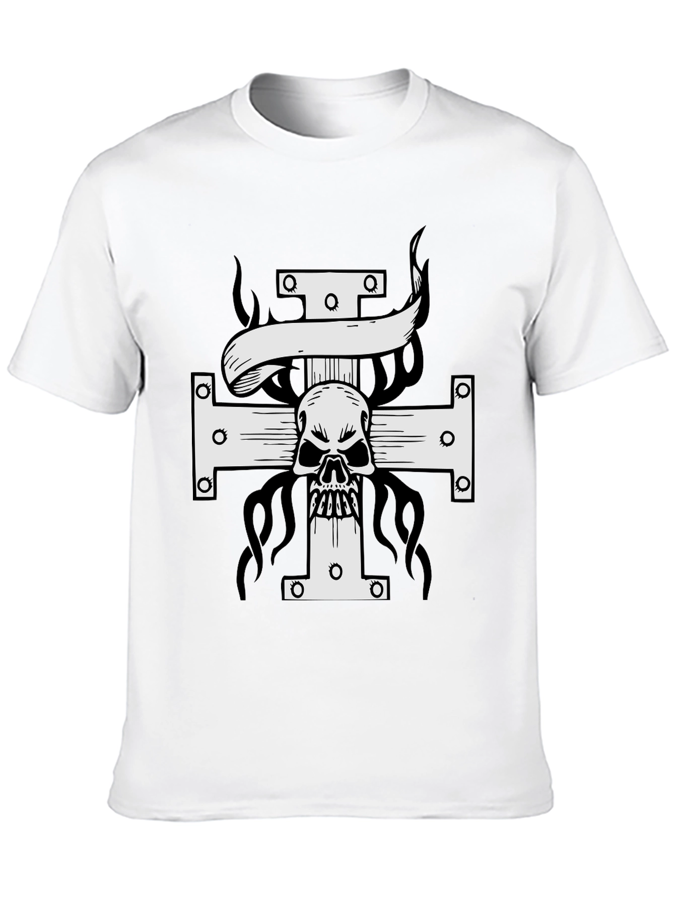 Black Skull Cross Graphic Tee - Black view 10