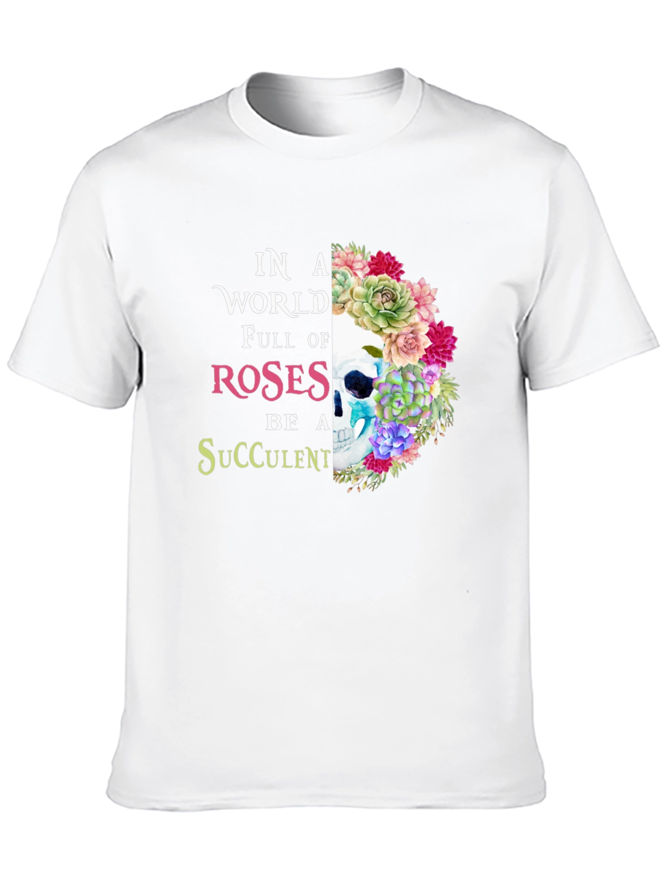 Black Skull Succulent T-Shirt - Floral Skull Tee view 10