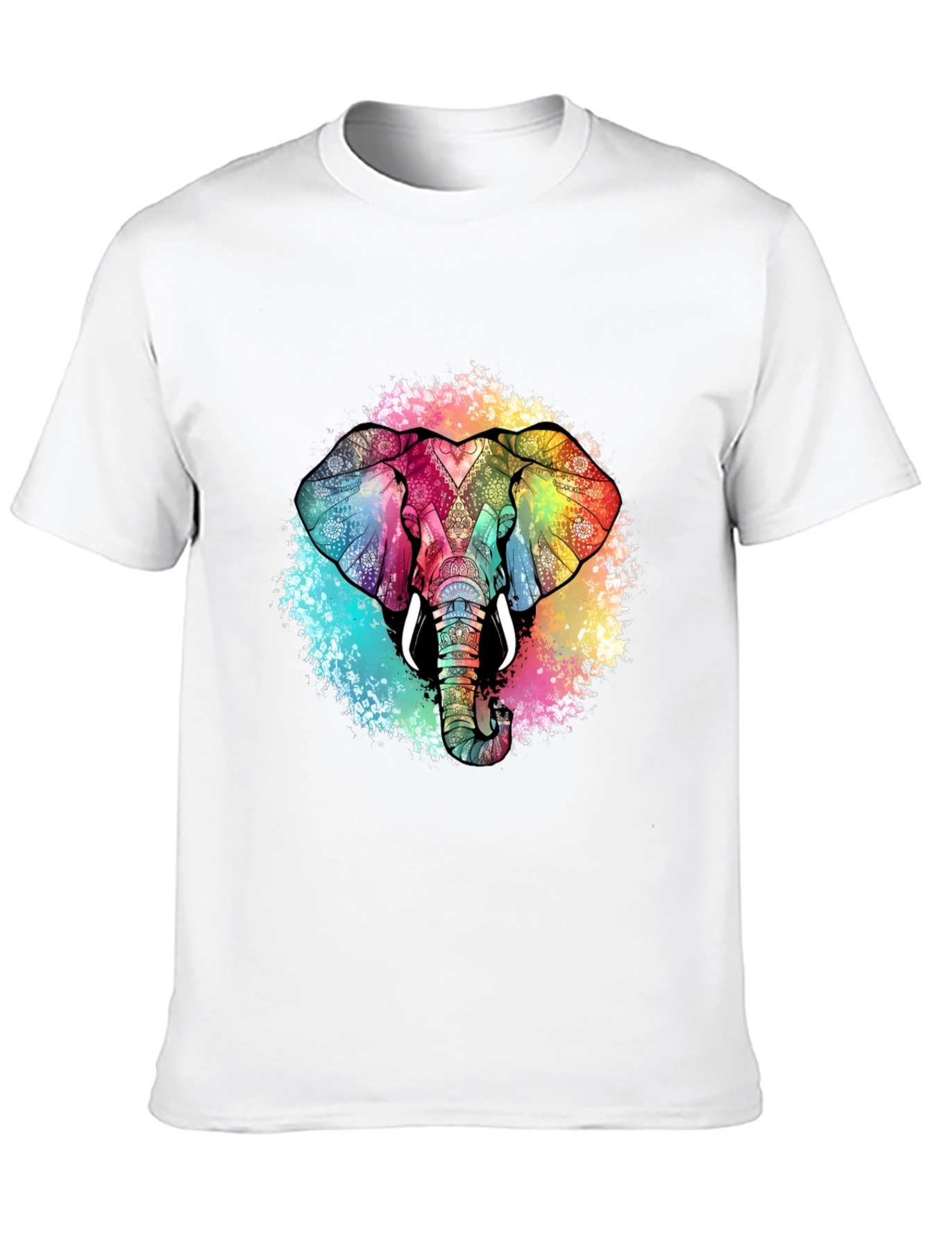 Black Colorful Elephant Graphic Tee - Unique Design view 10