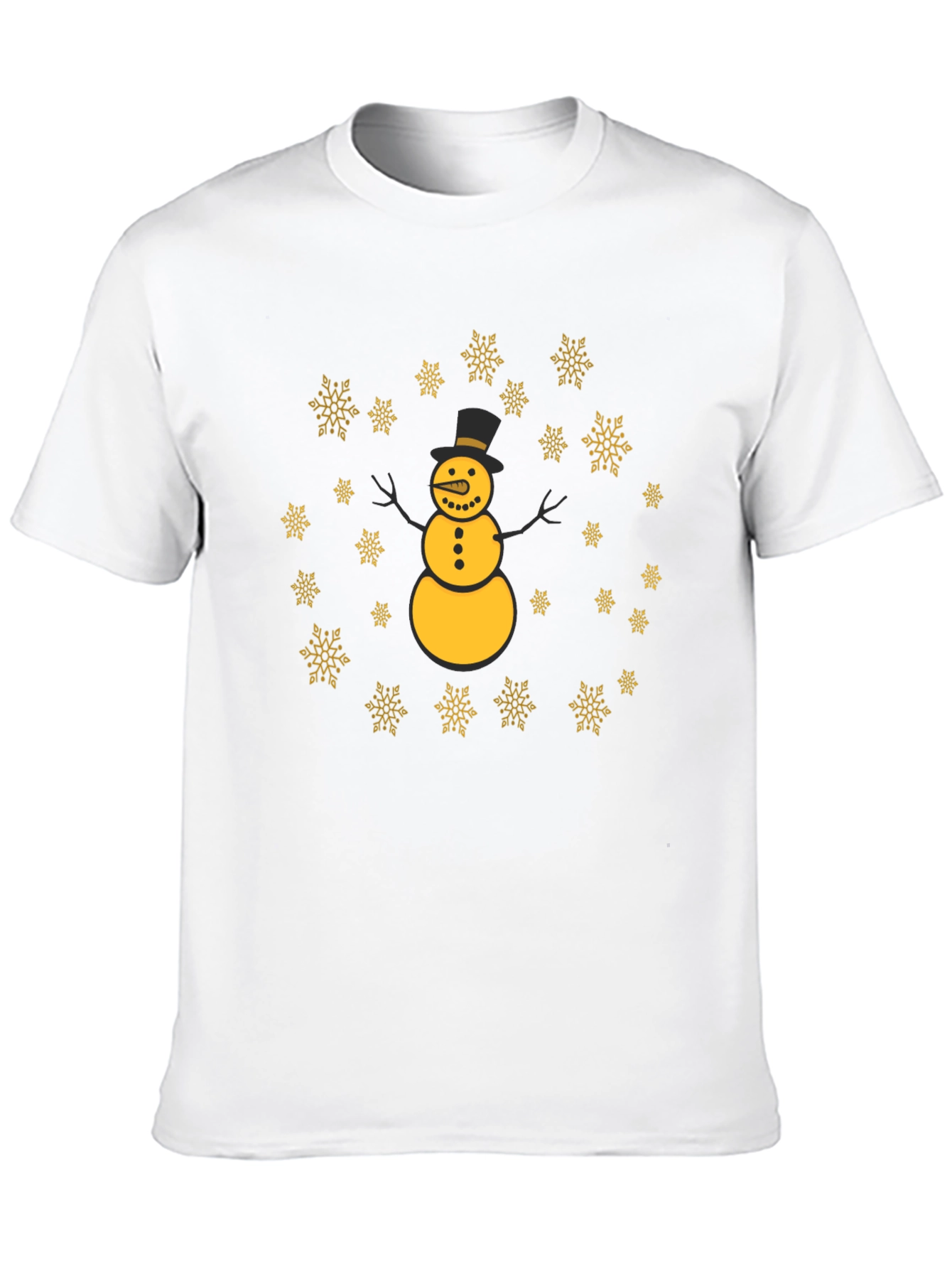 Black Snowman Snowflake Black Tee Shirt view 10