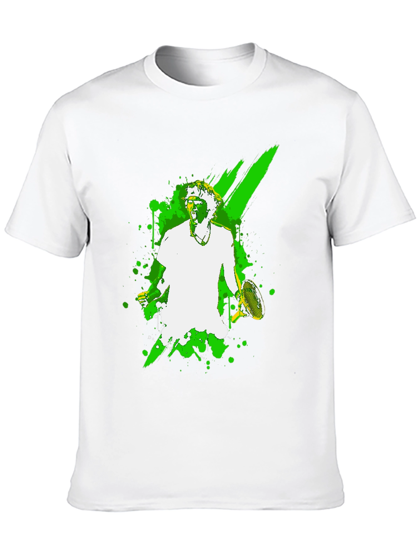 Black Tennis Player Graphic Tee - Black Cotton T-Shirt view 10