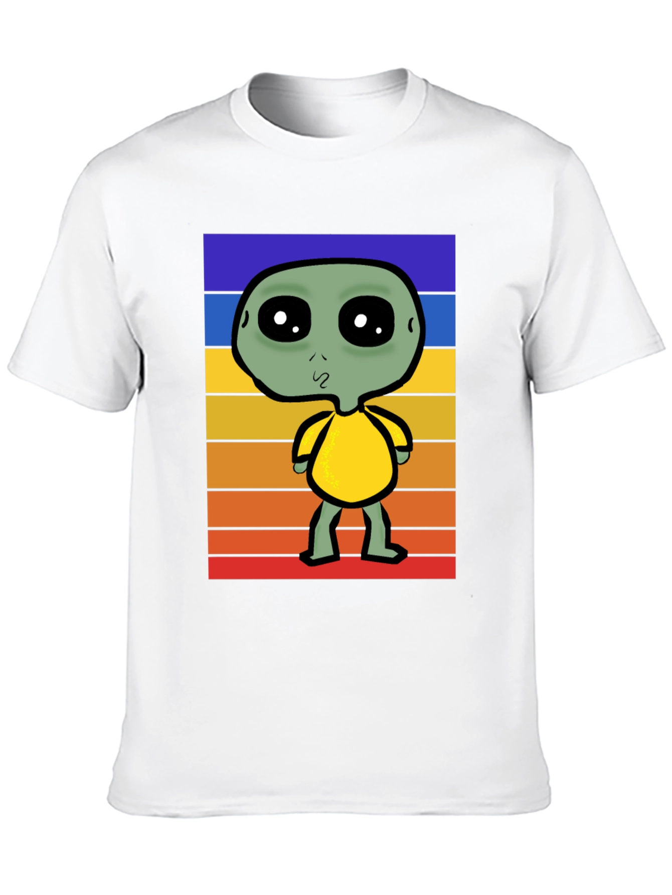 Black Retro Alien Graphic Tee - Black Cotton Blend view 10