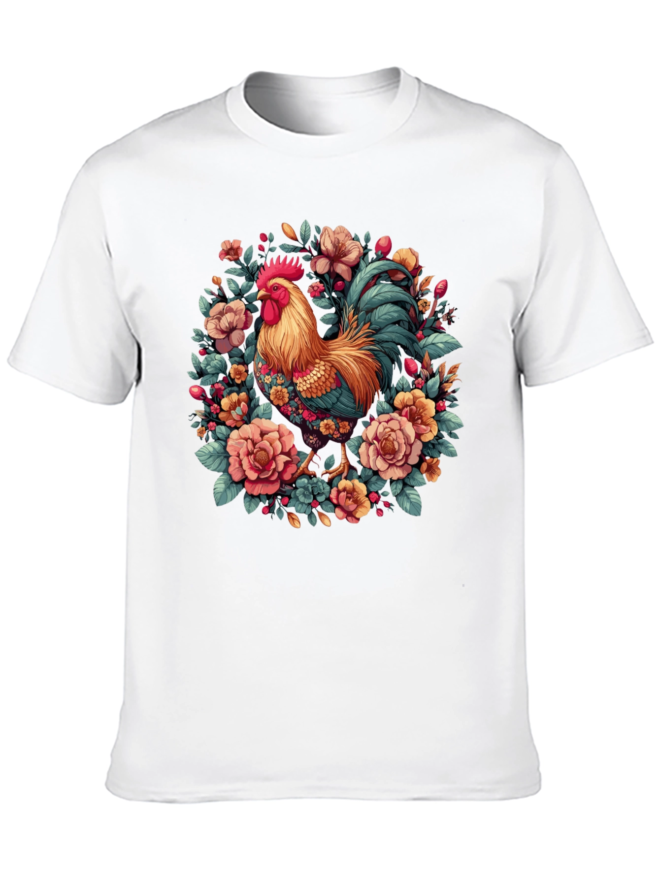 Black Floral Rooster Graphic T-Shirt view 10