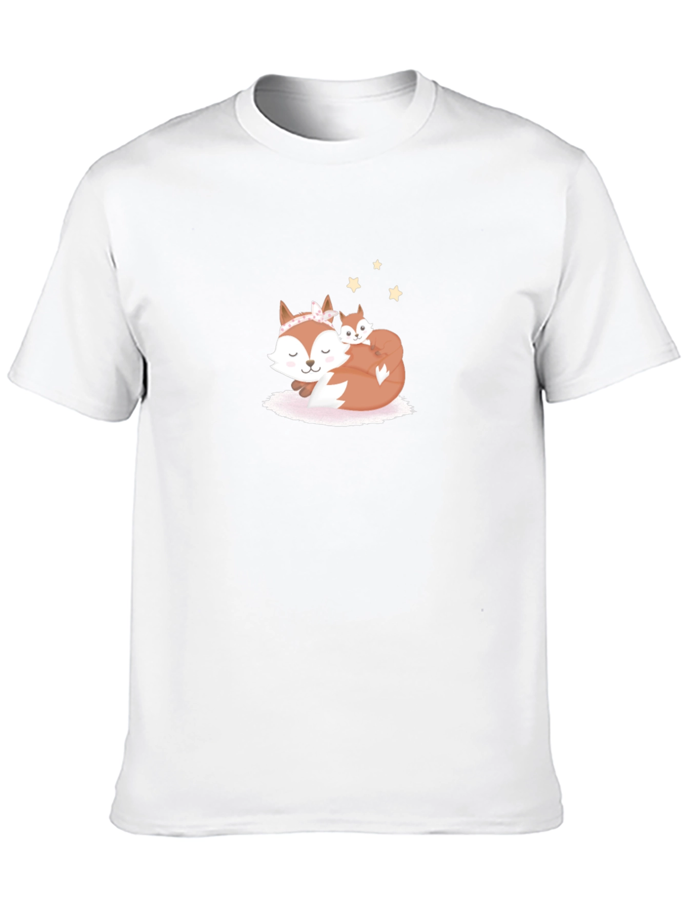 Black Cute Fox Mom & Baby Black T-Shirt view 10