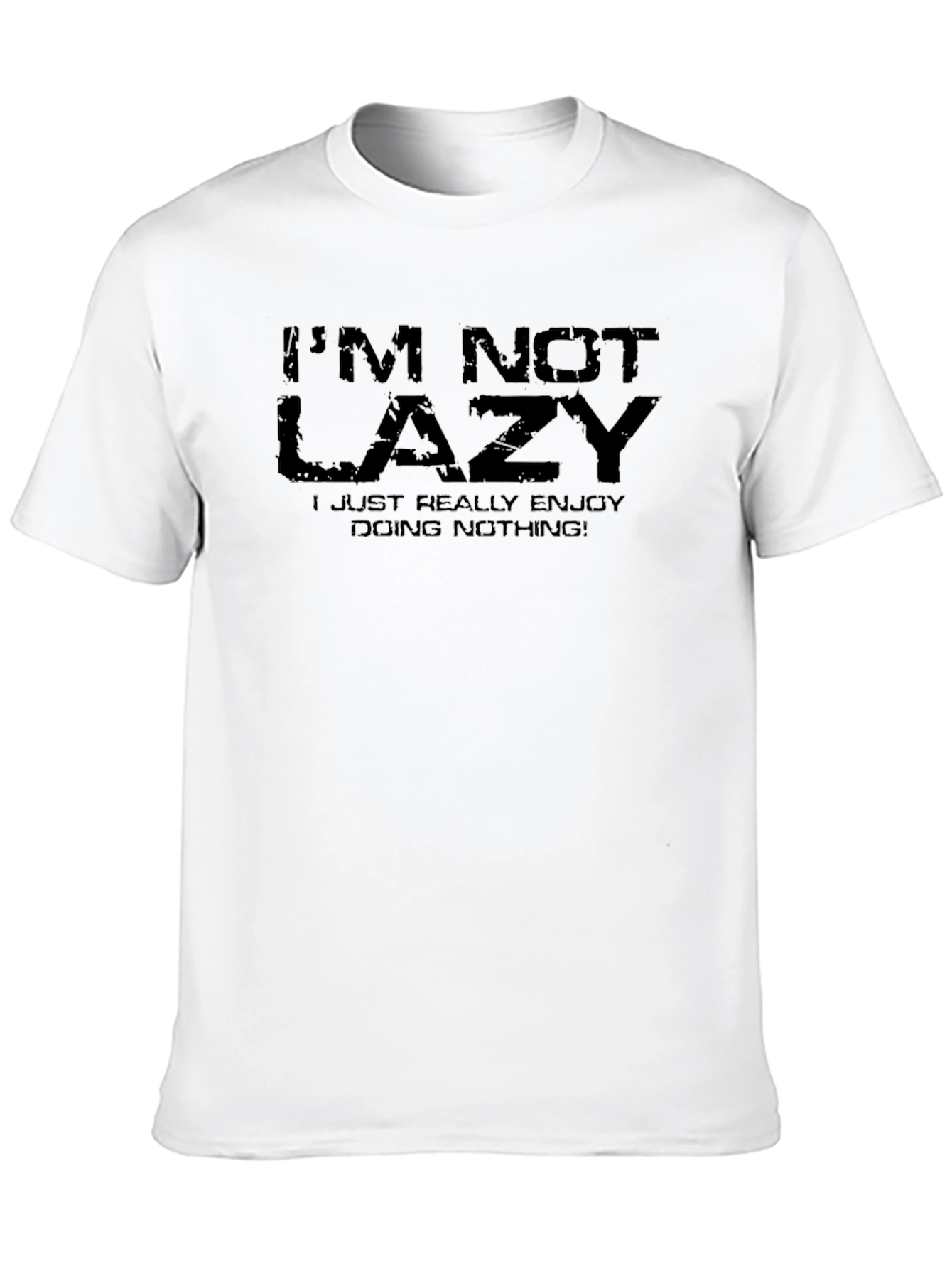 Black Funny "I'm Not Lazy" Graphic Tee - Black Cotton T-Shirt view 10