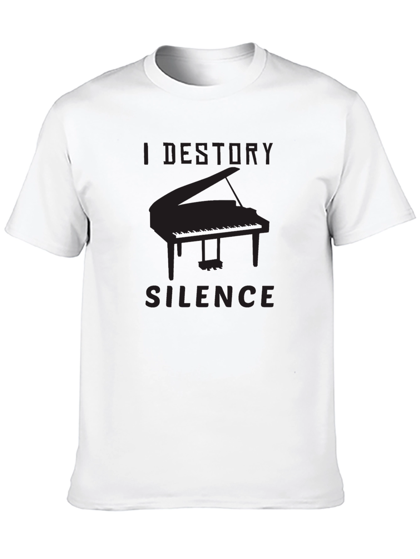 Black I Destroy Silence Piano T-Shirt view 10